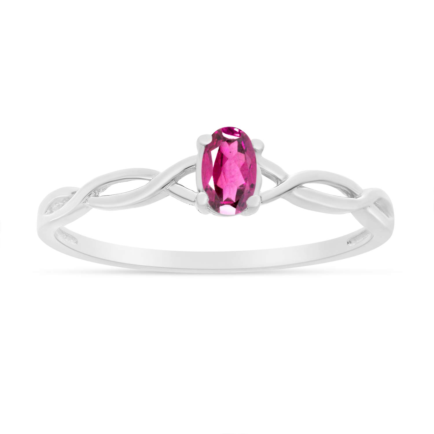 10K White Gold Oval Pink Topaz Ring for Women – Elegant Birthstone Jewelry Gift for Anniversary, Engagement & Special Occasions