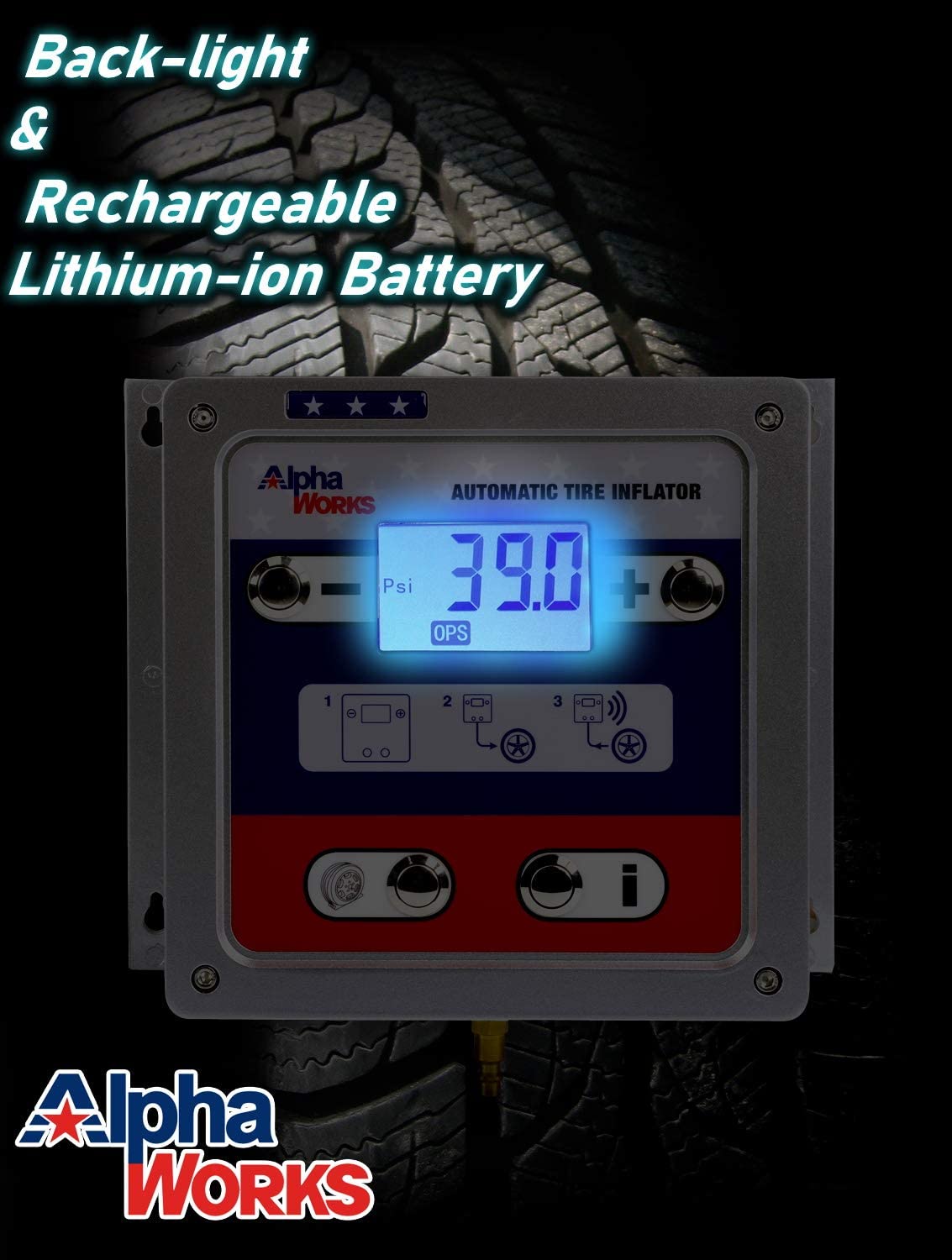 Alpha Works GUR003 1/4 Inch NPT 30ft Air Hose with LCD Digital Tire Inflator Gauge - Heavy Duty Tire Pressure Gauge for Cars, Trucks, Motorcycles & Bicycles - Perfect for Road Trips, Garage Use & Emergency Tire Inflation