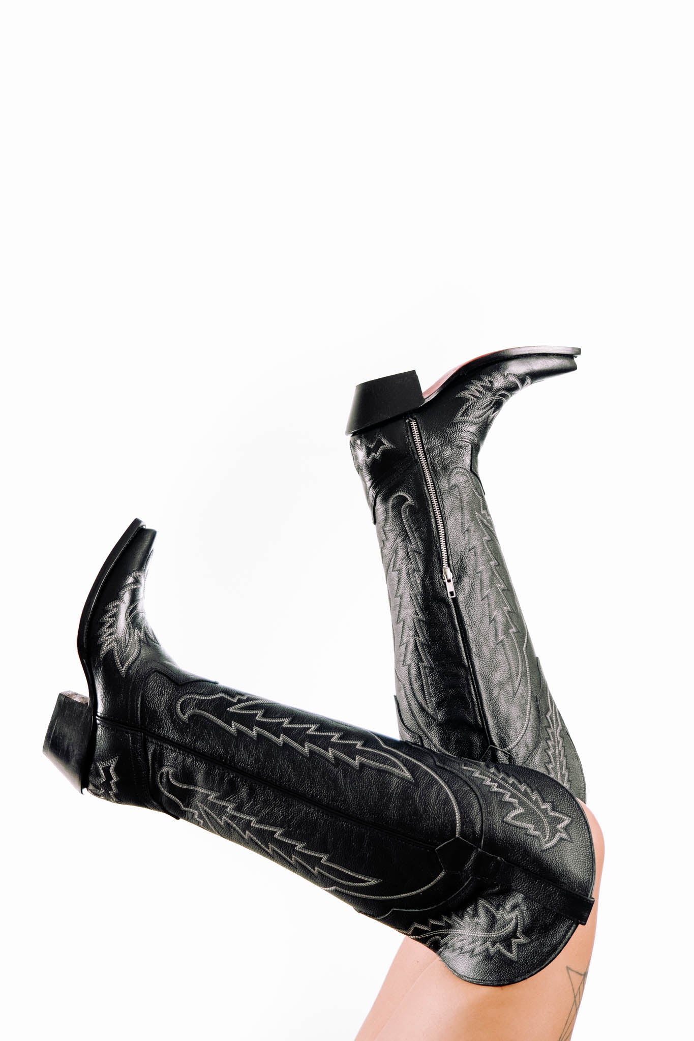 Stylish Maggie Knee High Red Bottom Wide Calf Snip Toe Cowgirl Boots for Women - Perfect for Country Dancing, Rodeos & Western Fashion