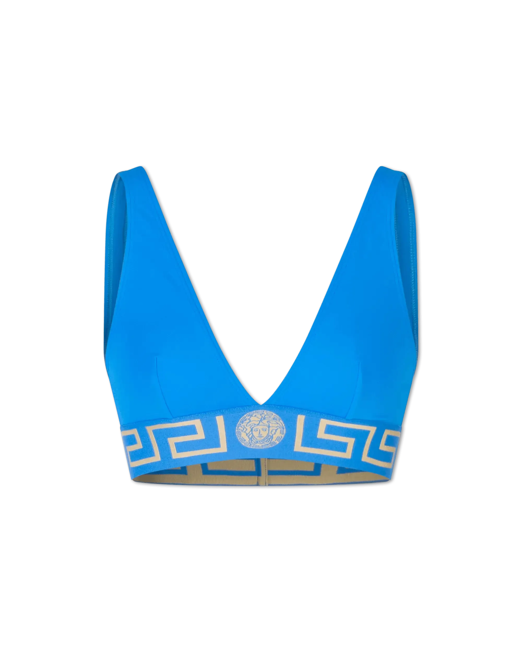 Greek Key V Neck Bikini Top - Women's Stylish Swimwear for Beach & Pool - Perfect for Summer Vacations and Tropical Getaways