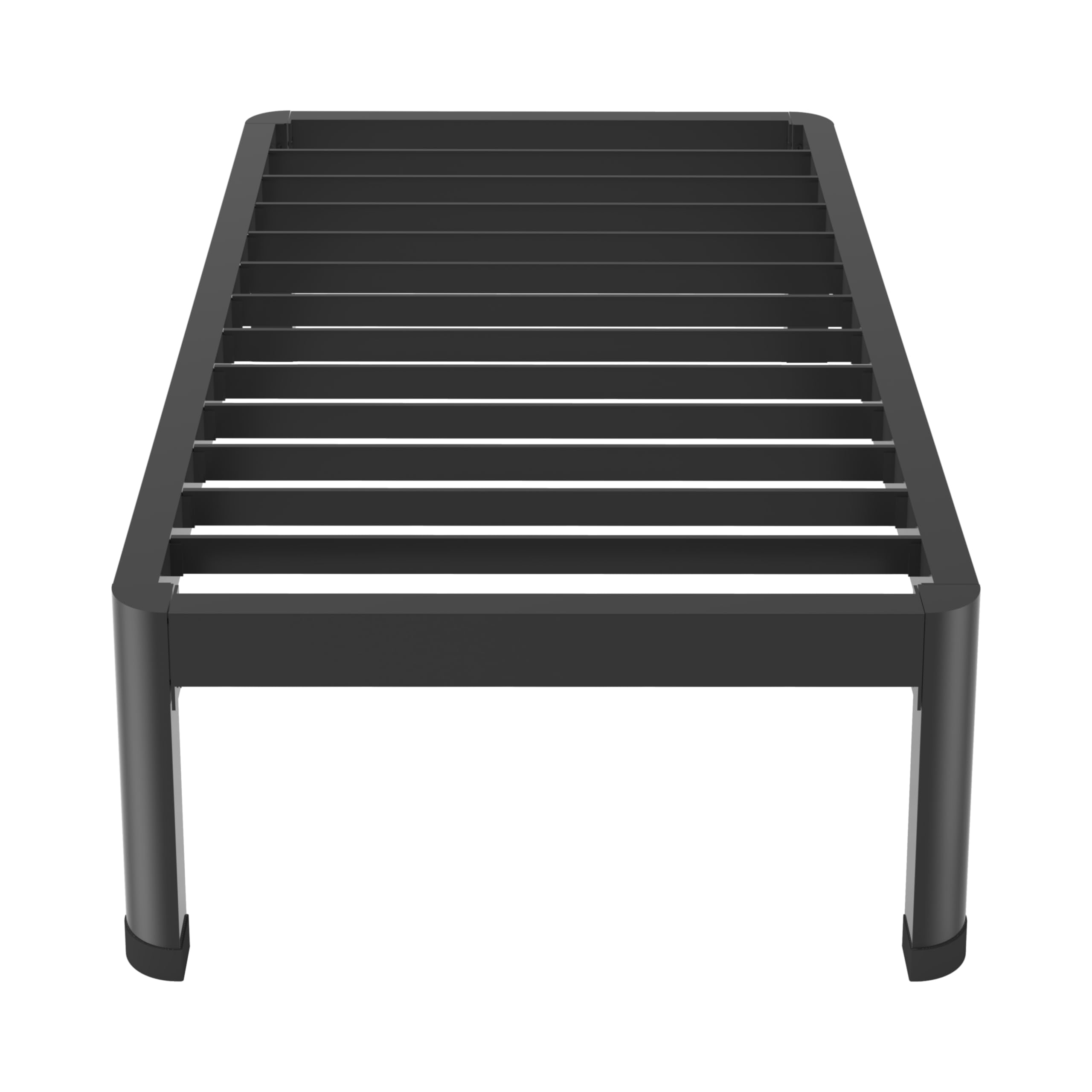 Sturdy 14 Inch Twin Metal Bed Frame with Round Corner Edge Legs - Heavy Duty 3500 lbs Capacity, No Box Spring Needed, Noise Free & Non-Slip Design with Steel Slat Support - Perfect for Kids Rooms, Guest Beds & Small Spaces