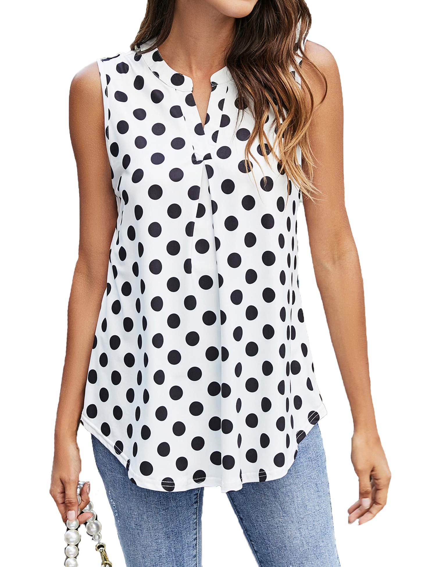 Newchoice Women's V-Neck Sleeveless Tank Tops - Loose Fit Casual Summer Blouse for Beach, Gym & Everyday Wear