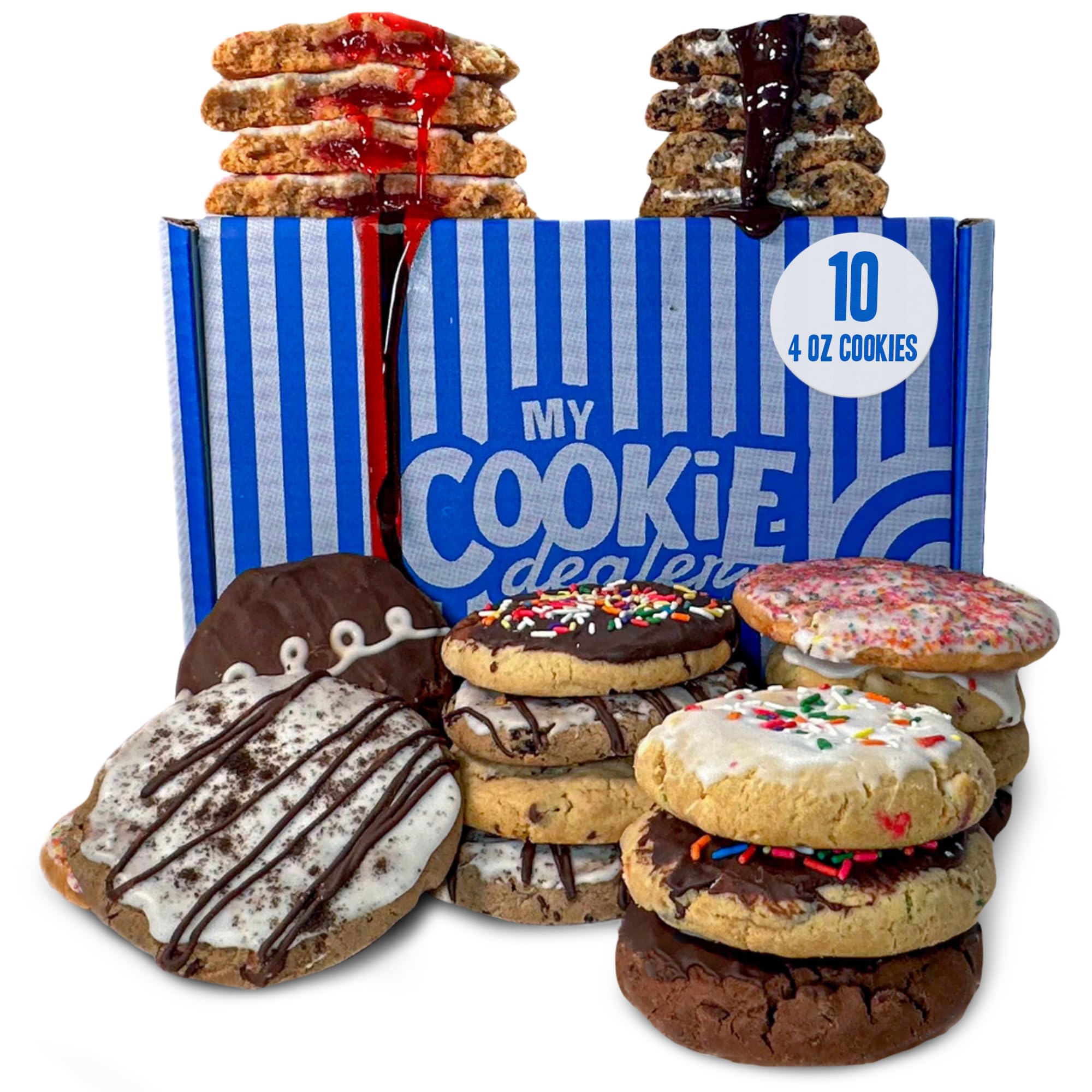 My Cookie Dealer Soft Baked Cookies, Secret Stash (10-Pack, 4oz) - Assorted Flavors Individually Wrapped Gourmet Cookies - Fresh & Chewy Snacks for Travel, Office, Gifts & Parties | Perfect for Lunchboxes, Holiday Treats & Care Packages