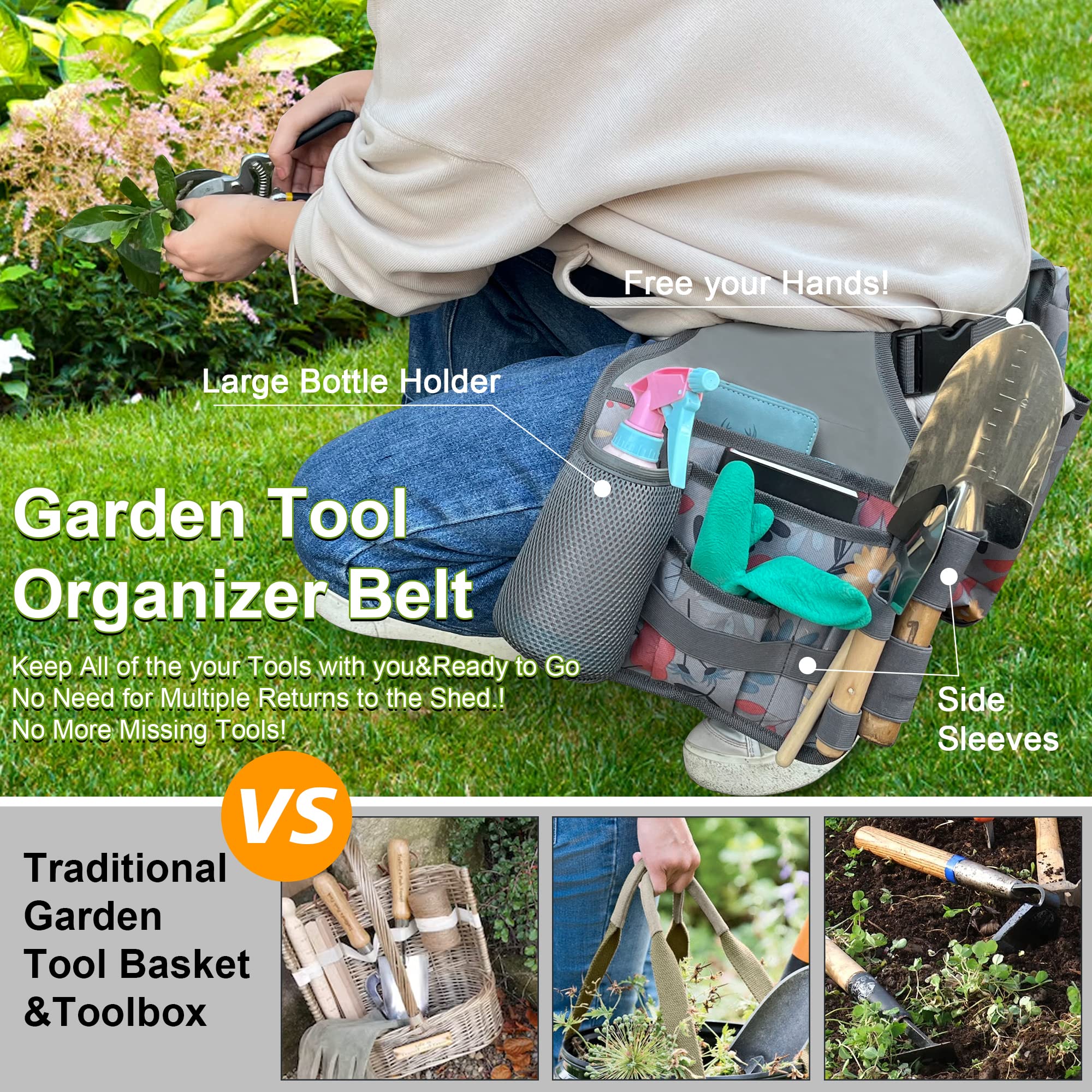 MDSTOP Gardening Apron with Pockets - Heavy Duty Tool Belt Set for Planting, Weeding & Harvesting | Garden Tool Organizer with Multiple Pockets for Pruners, Gloves & Seeds | Perfect for Outdoor Gardening, Landscaping & Farm Work