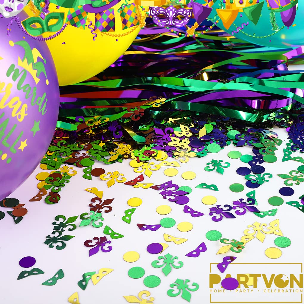 Mardi Gras Party Decorations - Masquerade Fleur De Lis Confetti, Table Centerpieces & Sequins for New Orleans Carnival Theme Birthday Celebrations | Perfect for Mardi Gras Parties, Masquerade Balls & Festive Home Decor