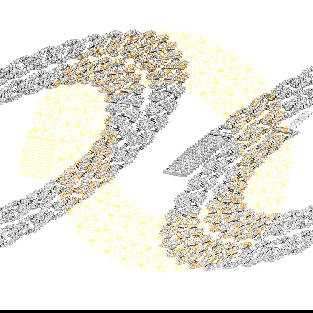 22 Inch Miami Cuban Link Chain - 12mm Moissanite 925 Sterling Silver with 14k Gold Finish | Men's & Women's Hip Hop Jewelry for Parties & Gifting