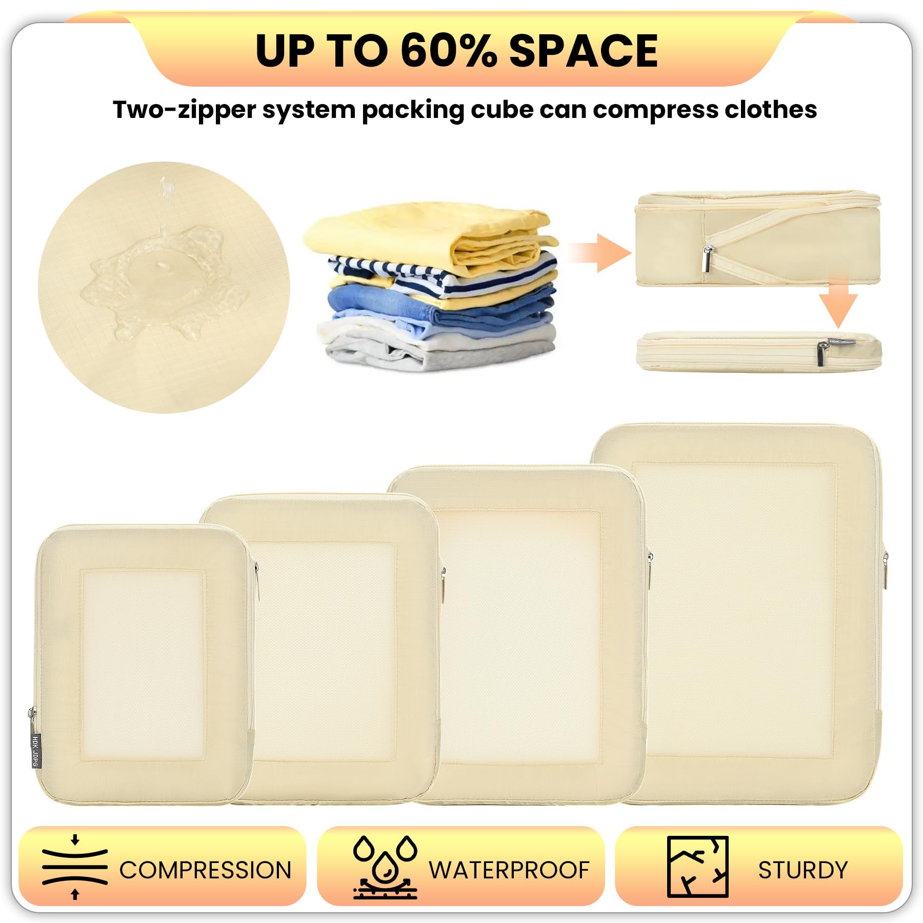 4-Piece Compression Packing Cubes Set - Ultralight Mesh Travel Organizers for Suitcases, Space-Saving Luggage Storage for Women | Perfect for Business Trips, Vacations & Weekend Getaways