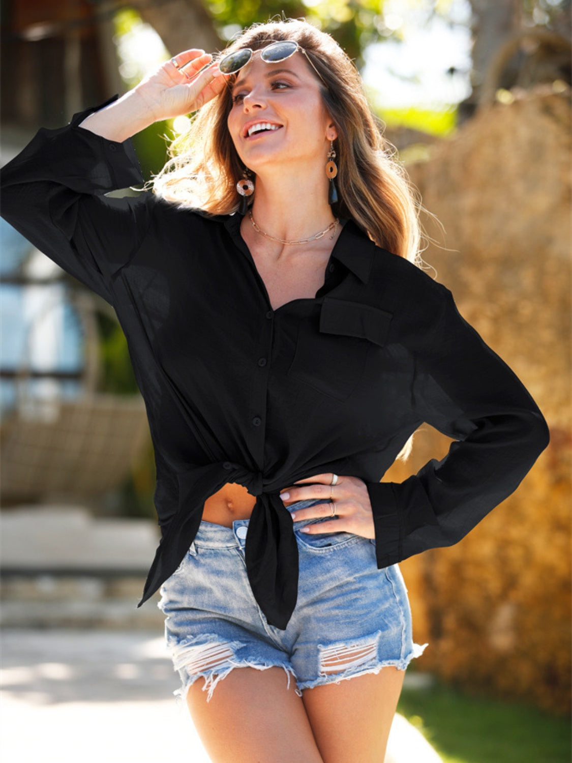 Stylish Pocketed Dropped Shoulder Cover Up - Lightweight Beach Kimono for Women - Perfect for Poolside, Vacation & Summer Outfits