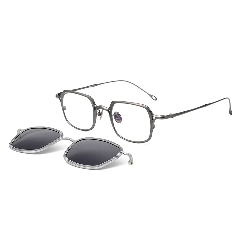 Aror Women's Full Rim Square Alloy Eyeglasses with Clip-On Sunglasses - Stylish Reading Glasses for Work, Driving & Outdoor Activities (Model 942004)