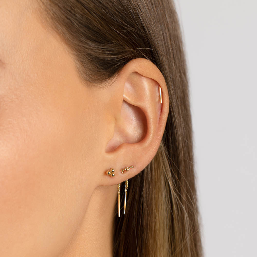 10k Gold Triple Ball Stud Earrings for Women - Minimalist Elegant Jewelry for Everyday Wear, Parties & Gifts