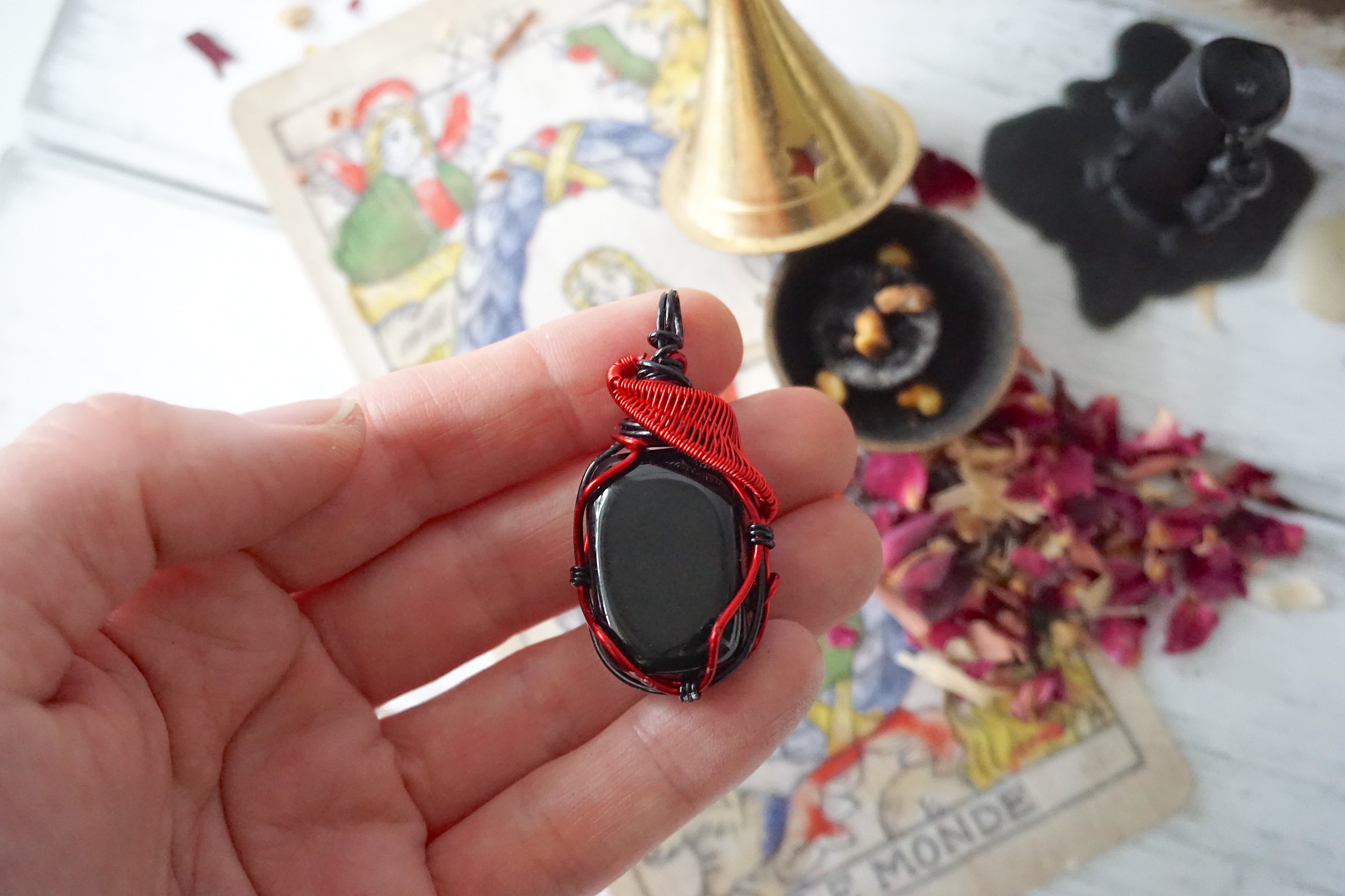 Aura Obsidian Collection - Obsidian Red Necklace for Women, Genuine Black Obsidian Stone Pendant, Healing Crystal Jewelry for Protection & Positive Energy | Perfect for Meditation, Yoga & Spiritual Gifts