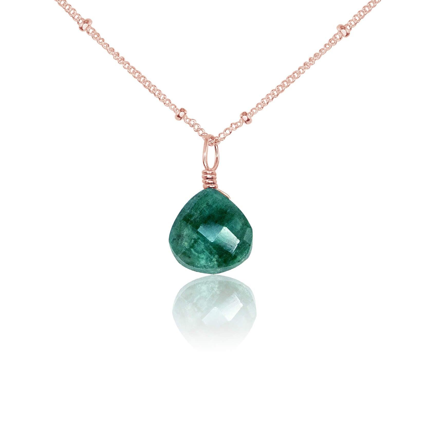 Tiny Emerald Teardrop Crystal Pendant Necklace - Elegant Green Gemstone Jewelry for Women | Perfect for Weddings, Parties & Special Occasions