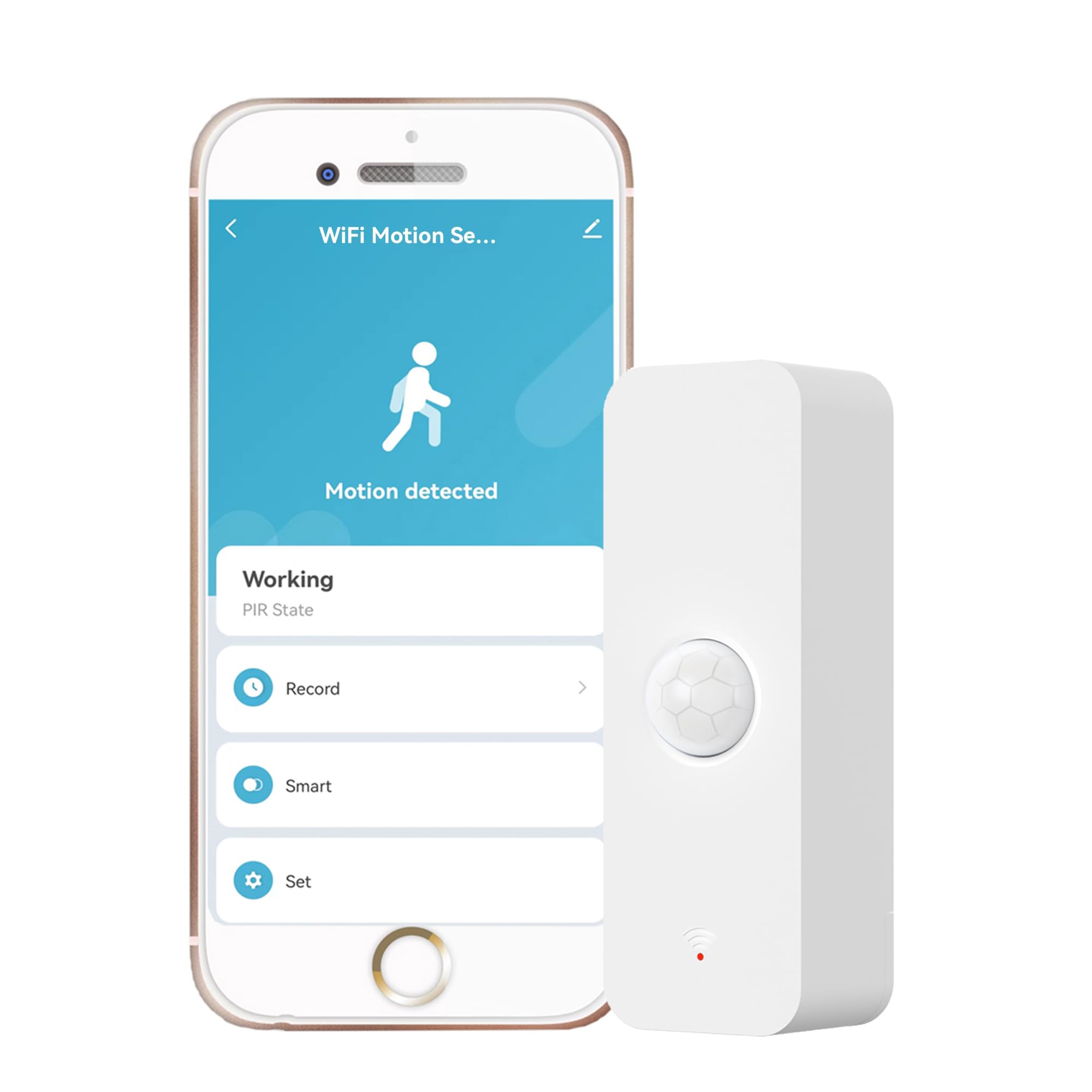 WiFi PIR Motion Sensor - Smart Indoor Motion Detector with App Alerts & Recording | Battery Included | Infrared Movement Sensor for Home Security & Automation | Ideal for Baby Monitoring, Pet Tracking & Elderly Care (1-Pack)