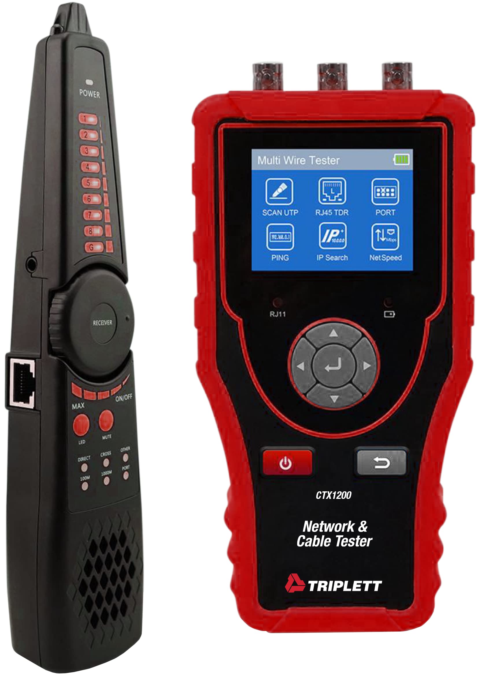 Triplett CTX1200 Professional Network Cable Tester with TDR - Detect Opens, Shorts & Measure Cable Length (Black) - Ideal for IT Technicians, Network Installations & Data Center Maintenance