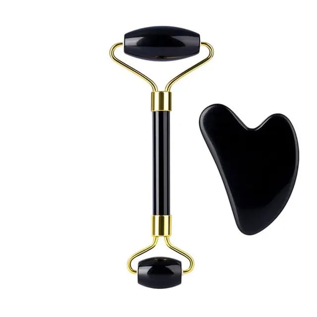 Amethyst Rose Jade Face Roller & Gua Sha Set - Natural Facial Massage Tools for Skin Tightening & Lifting - Perfect for Anti-Aging Skincare & Relaxation at Home or Spa