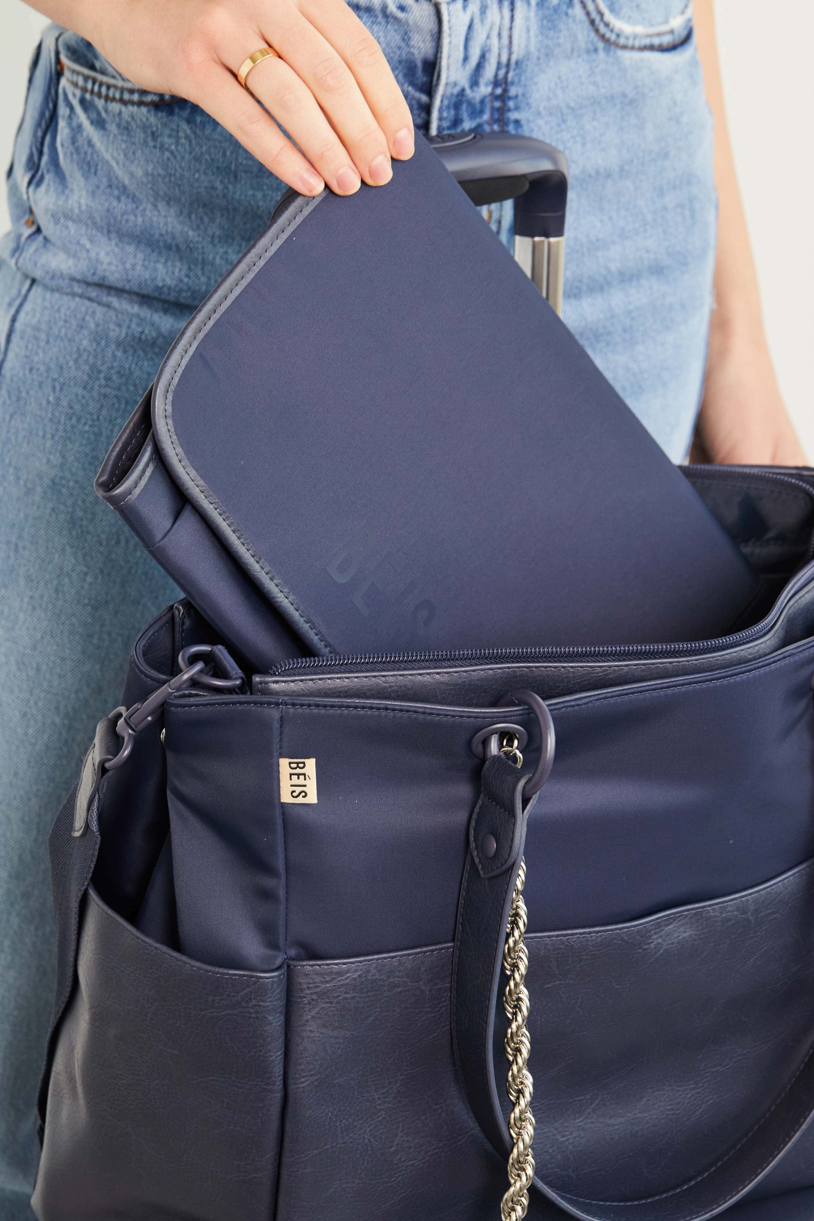 Premium Navy Blue Diaper Bag for Moms - Large Waterproof Baby Bag with Insulated Bottle Pockets & Changing Pad - Perfect for Travel, Daycare & On-the-Go Parenting