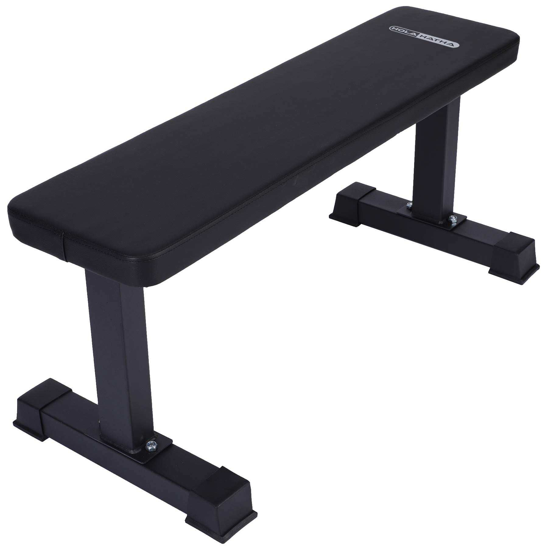 HolaHatha Steel Frame 600 Lbs Capacity Foam Padded Flat Weight Bench - Heavy Duty Home Gym Equipment for Strength Training & Full Body Workouts | Perfect for Home Fitness, Weightlifting & Muscle Building