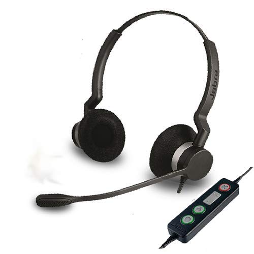 Jabra Biz 2300 USB UC Duo Wired On-Ear Headset - Noise Cancelling Office Headphones for Call Centers, Remote Work & Business Communications (Black)