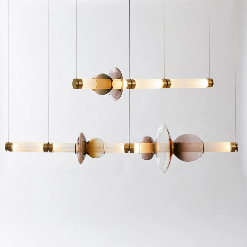 Stellar Orbit Linear LED Minimalist Pendant Light - Modern Dimmable Hanging Fixture for Kitchen Island, Dining Room & Bedroom Lighting
