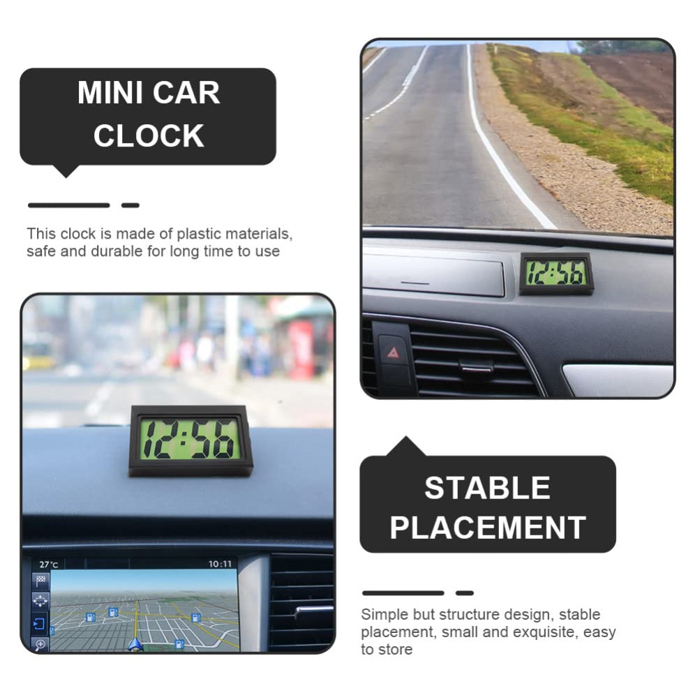 Hemobllo 3-Pack Digital Dashboard Clock - Mini Silent Car Timer with LED Display for Vehicles, Desks & Home Use | Compact Plastic Electronic Timer for Cars, Office & Kitchen Countdown