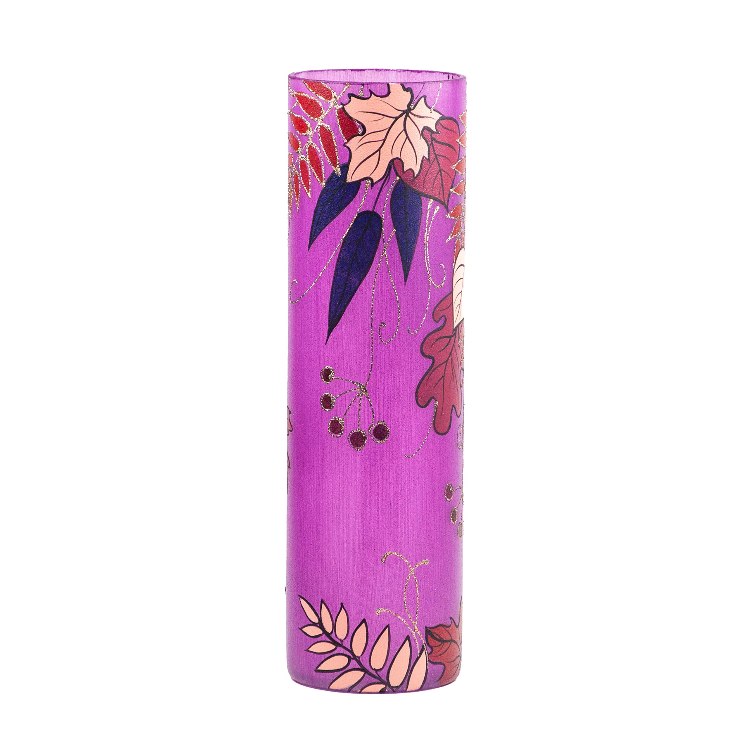 Handcrafted Art Glass Vase for Flowers - 16 Inch Tall Cylinder Floor Vase for Home Decor, Wedding Centerpieces & Interior Design | Autumn Inspired Decorative Vase for Living Room, Dining Table & Office Decor