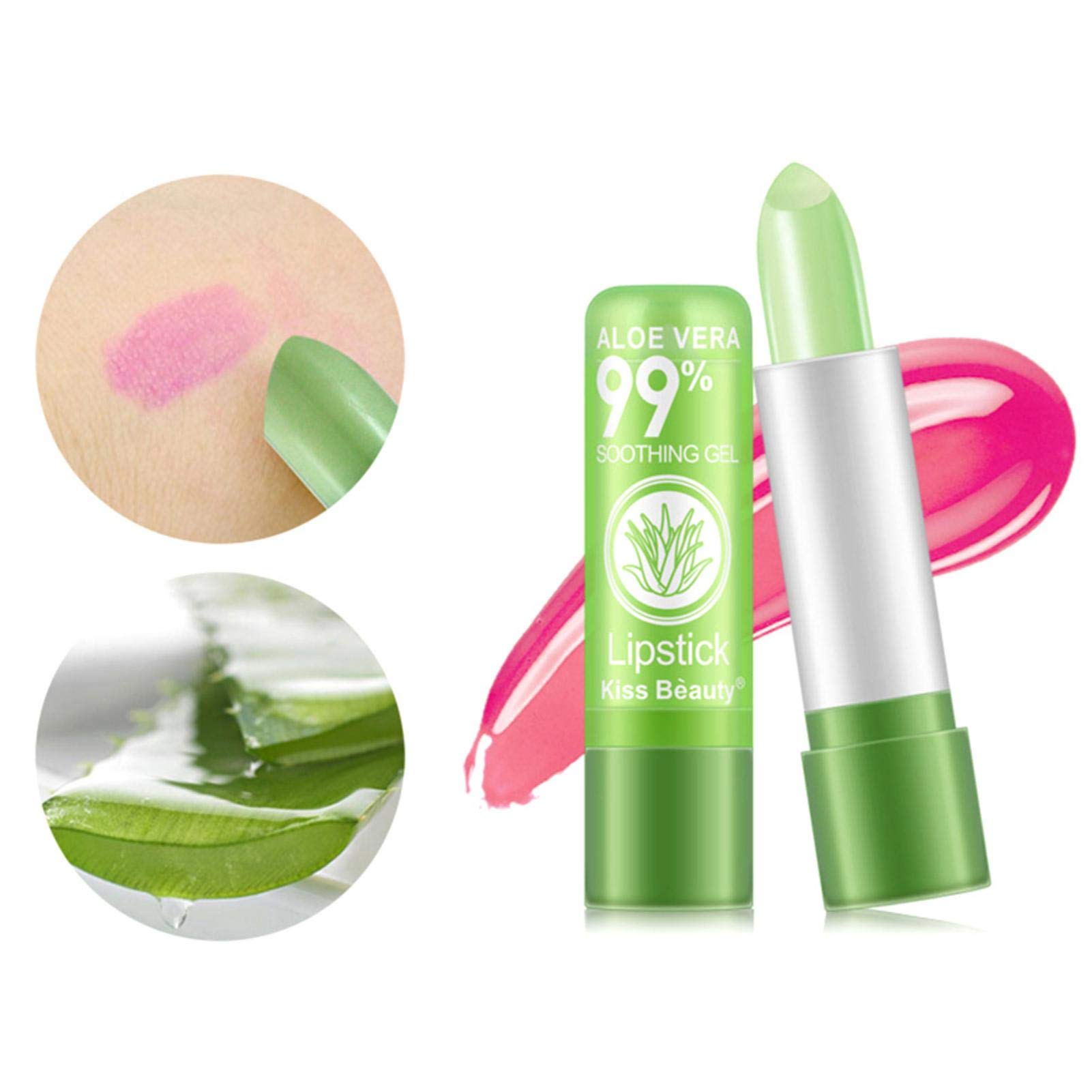 2 Pack Aloe Vera Lipstick - Long Lasting Nutritious Lip Balm with Moisturizing Magic Temperature Color Changing Effect | Hydrating Lip Gloss for Dry Lips, Perfect for Daily Use, Travel & Gifts