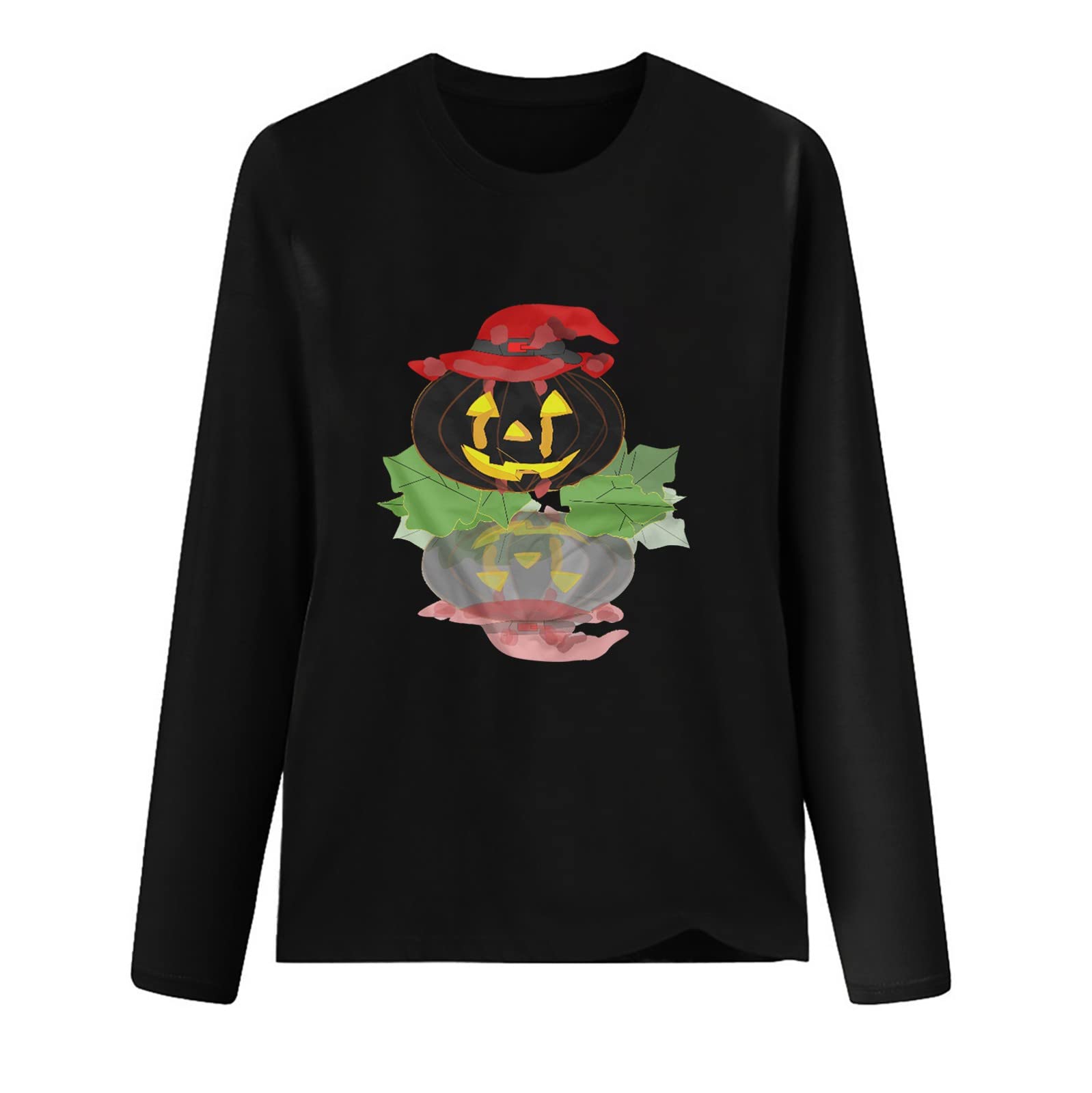 Scary Ladies Halloween Costume T-Shirt for Boys - Long Sleeve Round Neck Printed Casual Halloween Shirt | Perfect for Trick-or-Treating, Halloween Parties & Cosplay