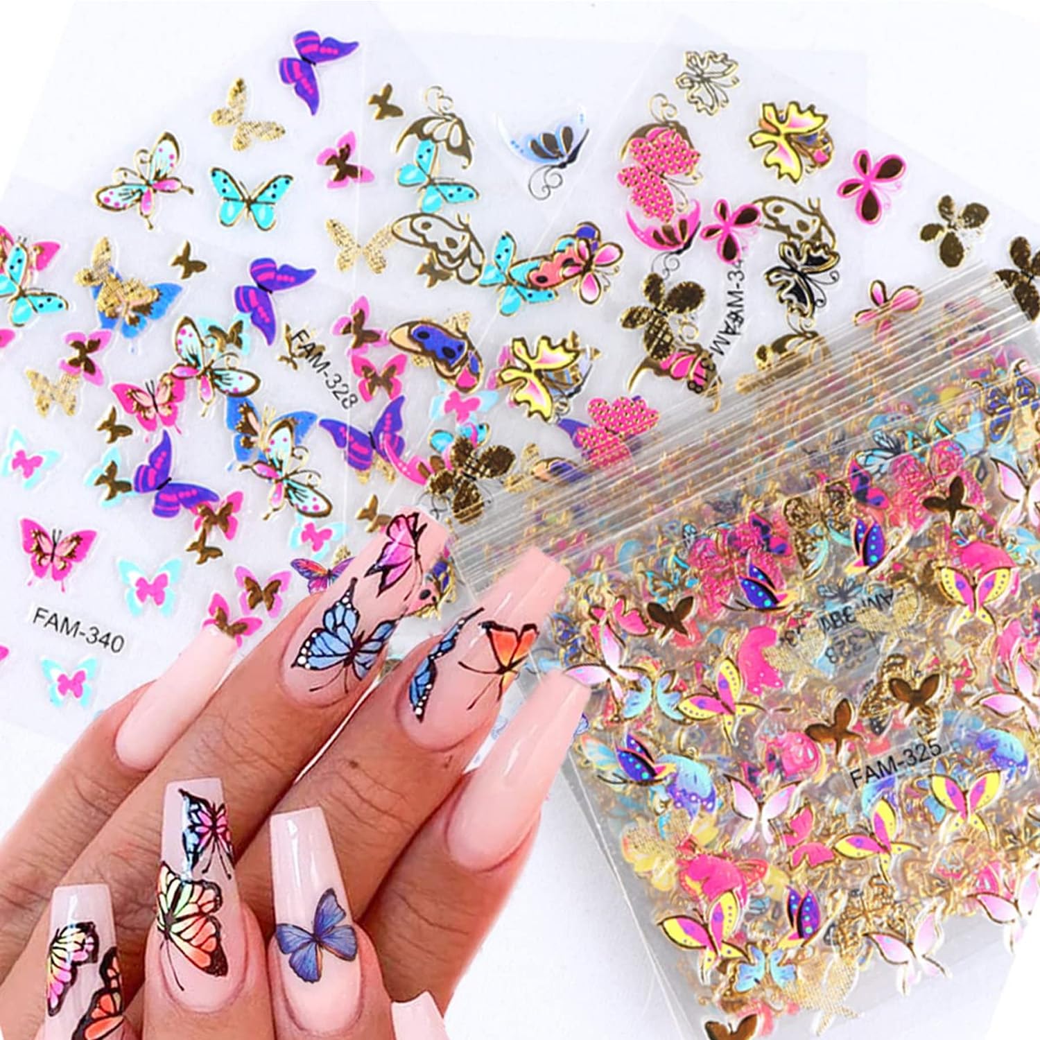 3D Butterfly Nail Stickers - 30Pcs Colorful Self-Adhesive Nail Art for Women & Girls - Perfect for Manicures & Acrylic Nails