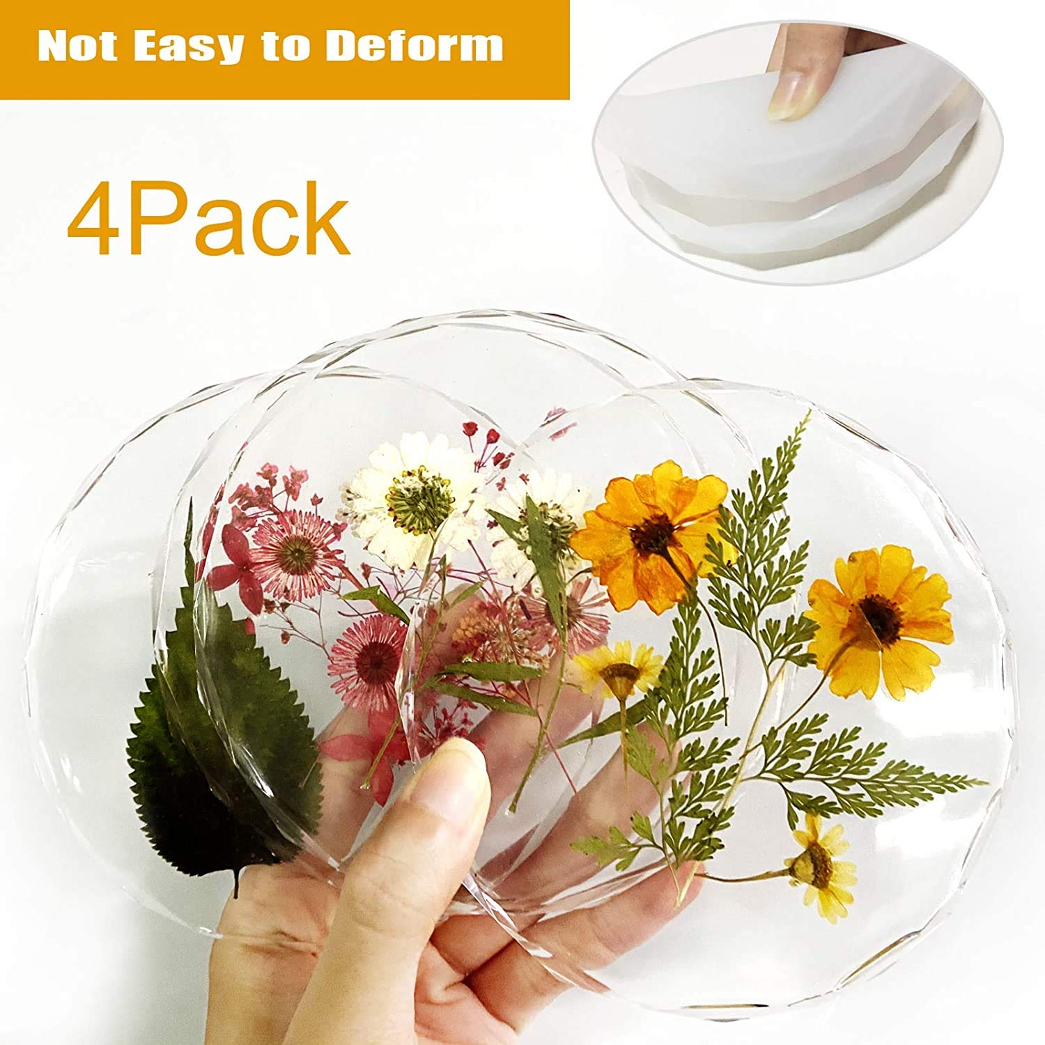 4-Piece Silicone Agate Coaster Molds for DIY Resin Coasters - Polygon Shape, Heat-Resistant Cup Mats for Home Decor & Party Favors