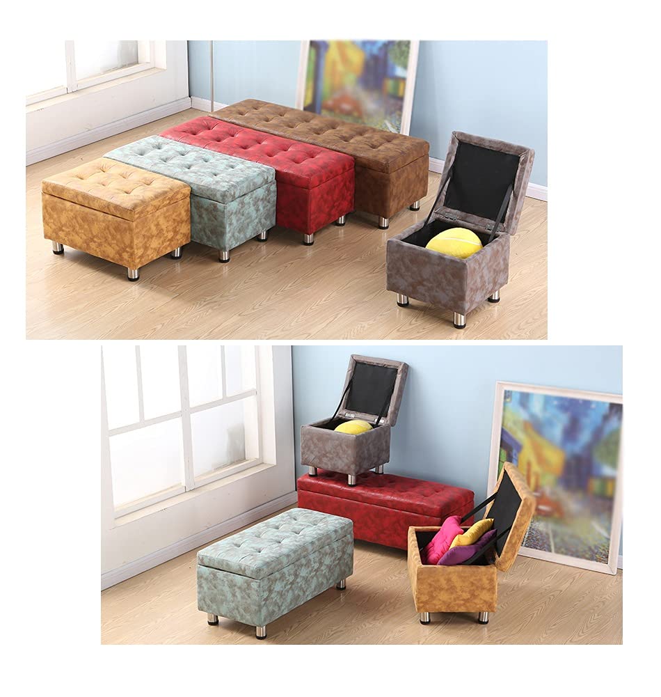 Upholstered Storage Ottoman Bench with Padded Seat - Multi-Functional Entryway Stool, Footrest & Coffee Table for Living Room - Easy Assembly Home Storage Solution | Perfect for Small Spaces, Bedroom Organization & Entryway Decor