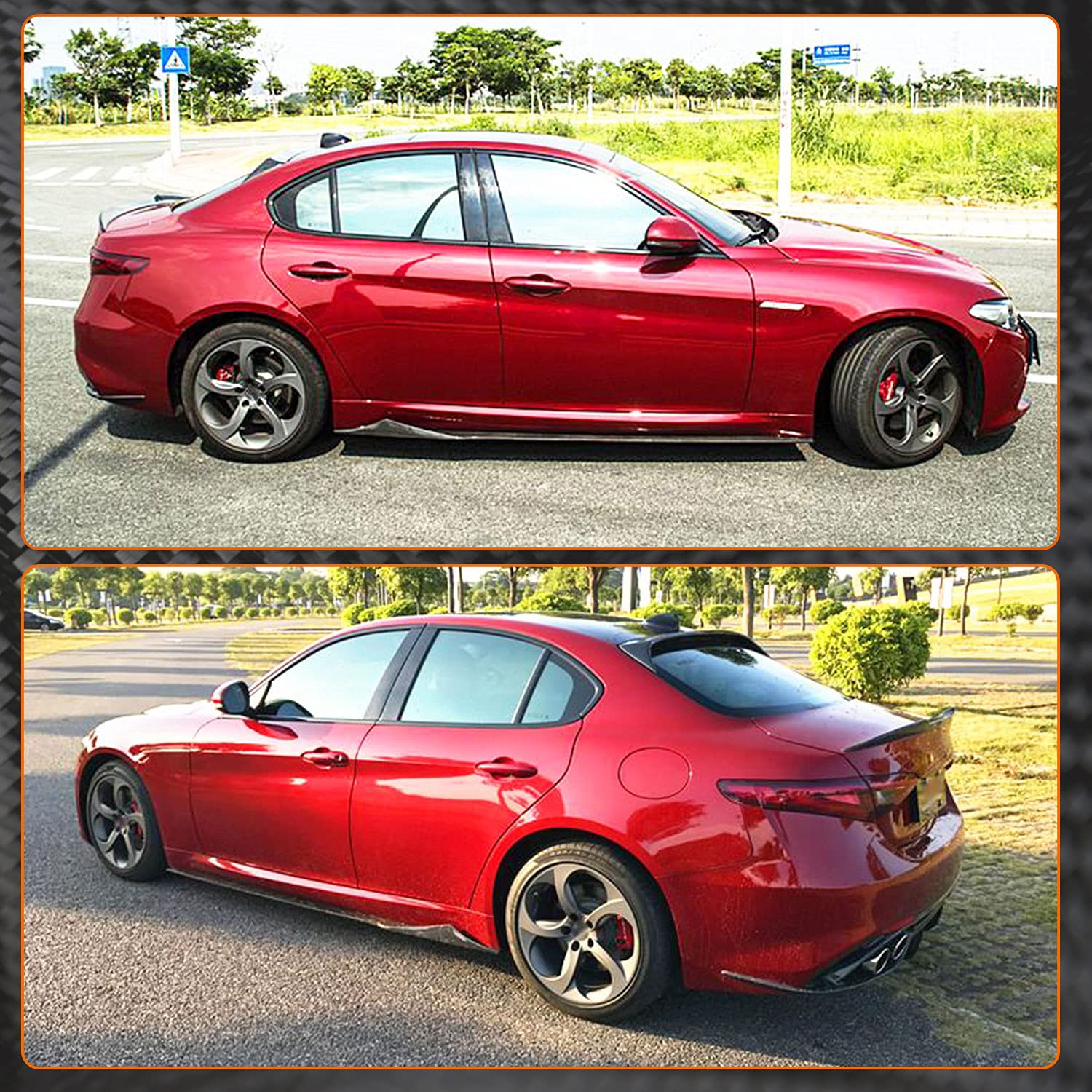Carbon Fiber Side Skirts for Alfa Romeo Giulia 2015-2020 | Under Door Rocker Panels & Valance Extension Lip | Enhances Sporty Look & Protects from Road Debris | Perfect for Car Enthusiasts & Daily Driving