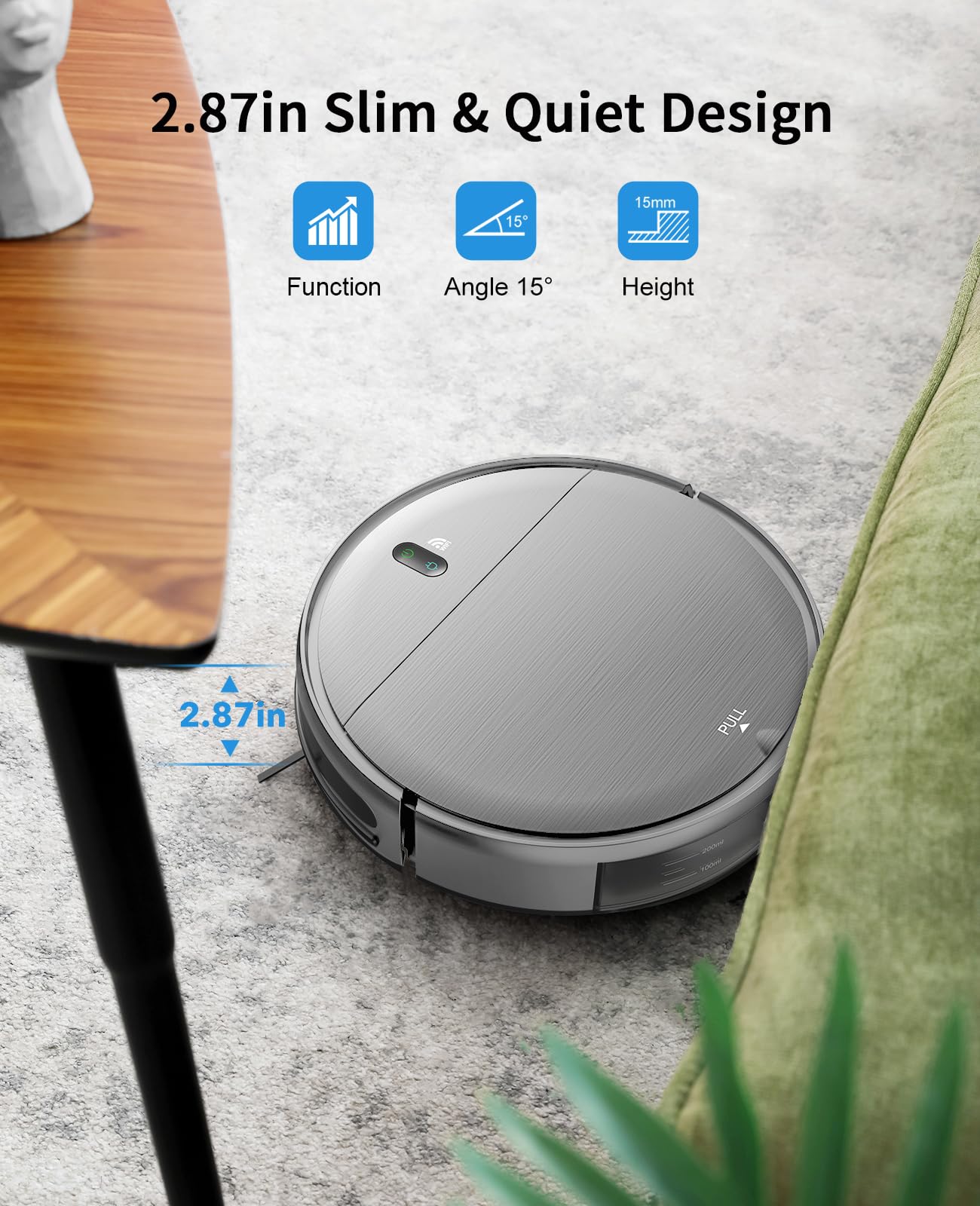 Smart Robot Vacuum & Mop 2-in-1 - Wi-Fi/App Control for Hard Floors & Pet Hair
