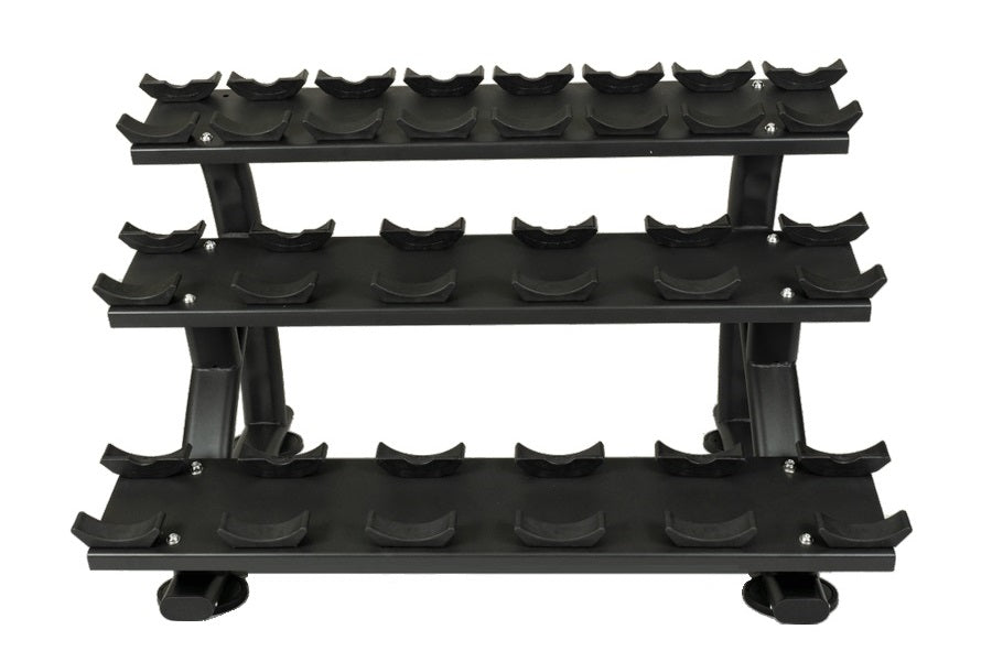 Warrior 3-Tier Compact Pro Style Dumbbell Saddle Rack - Holds 10 Pairs of Weights - Space Saving Gym Equipment for Home & Commercial Use - Perfect for Garage, Basement & Fitness Studio Organization