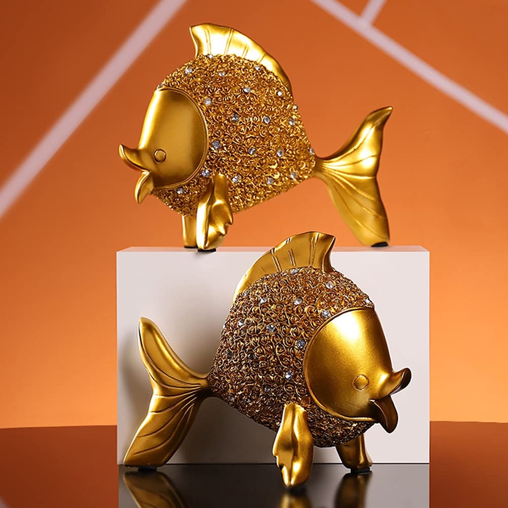 Cute Goldfish Resin Statue - Modern Art Desktop Decor for Office, Hotel, Bar, Coffee Shop & Home - Mini Tabletop Ornament for Living Room & Gift Ideas