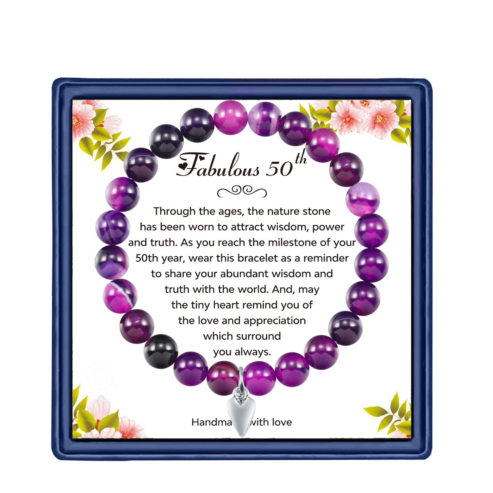 50th Birthday Gifts for Women - Lapis Lazuli Beads Bracelet, Elegant Jewelry for Mom, Sister, Best Friend, Wife Turning 50, Perfect for Celebrations, Anniversaries & Special Occasions
