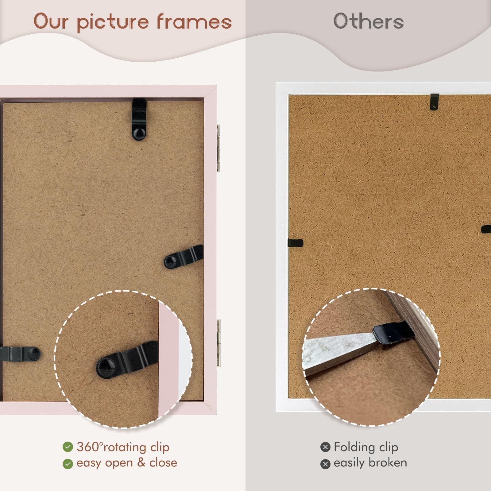 4x6 Double Hinged Photo Frames - Set of 2 Pink Folding Picture Frames for Tabletop or Desktop Display - Perfect for Family Photos, Wedding Pictures, and Home Decor