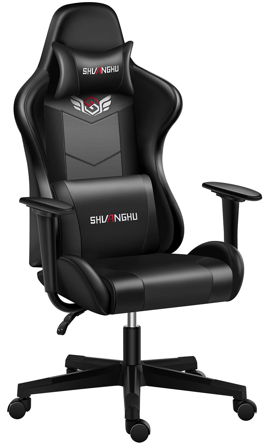 Ergonomic Gaming Chair with Headrest & Lumbar Support - Reclining Racing Style Office PC Computer Chair for Adults & Teens - Perfect for Gaming, Working, and Home Office (Black)