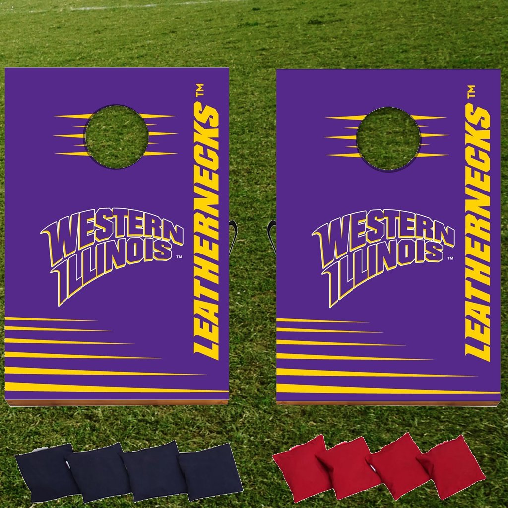 Western Illinois University Cornhole Game Set - Premium Cornhole Bags & Boards for Tailgating, Backyard Parties & College Events - WIU Themed Outdoor Toss Game for Adults & Kids