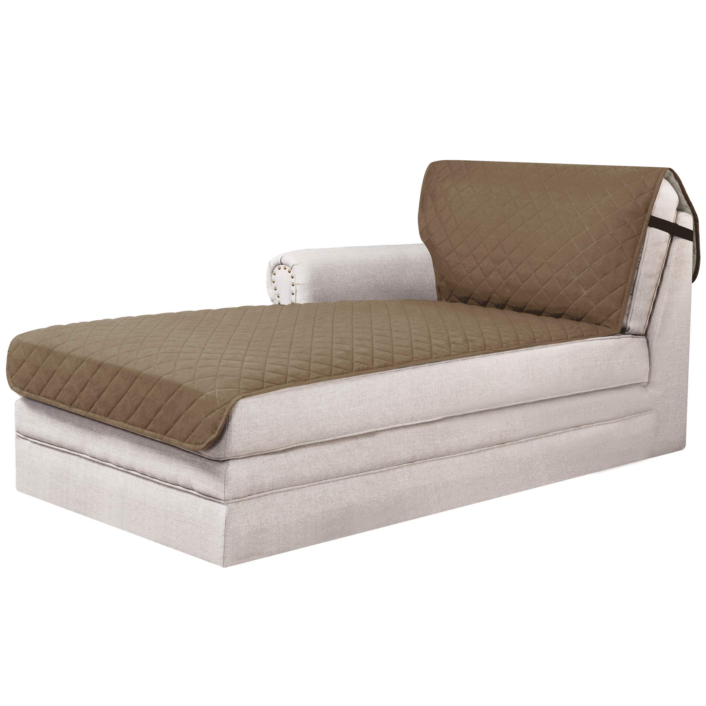 CHUN YI Reversible L-Shaped Chaise Sofa Slipcover with Elastic Straps - Dog & Pet Friendly Sectional Couch Cover, Furniture Protector for Living Room (Khaki) | Perfect for Pet Owners, Family Gatherings & Home Decor