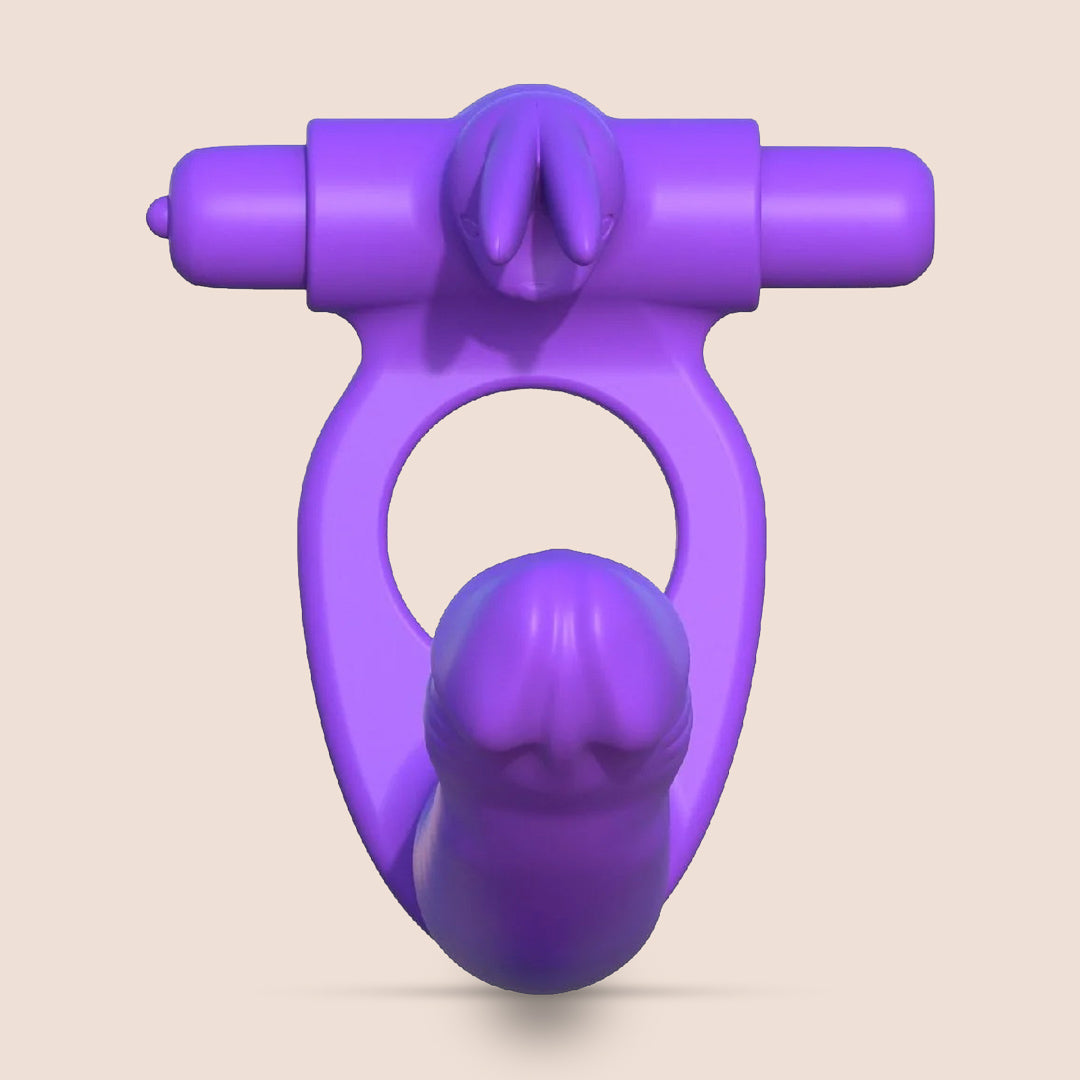 Fantasy C Ringz Silicone Double Penetrator Rabbit Vibrator with 2 Removable Bullets - Dual Stimulation for Couples & Solo Play, Waterproof & Rechargeable Adult Toy for Enhanced Pleasure