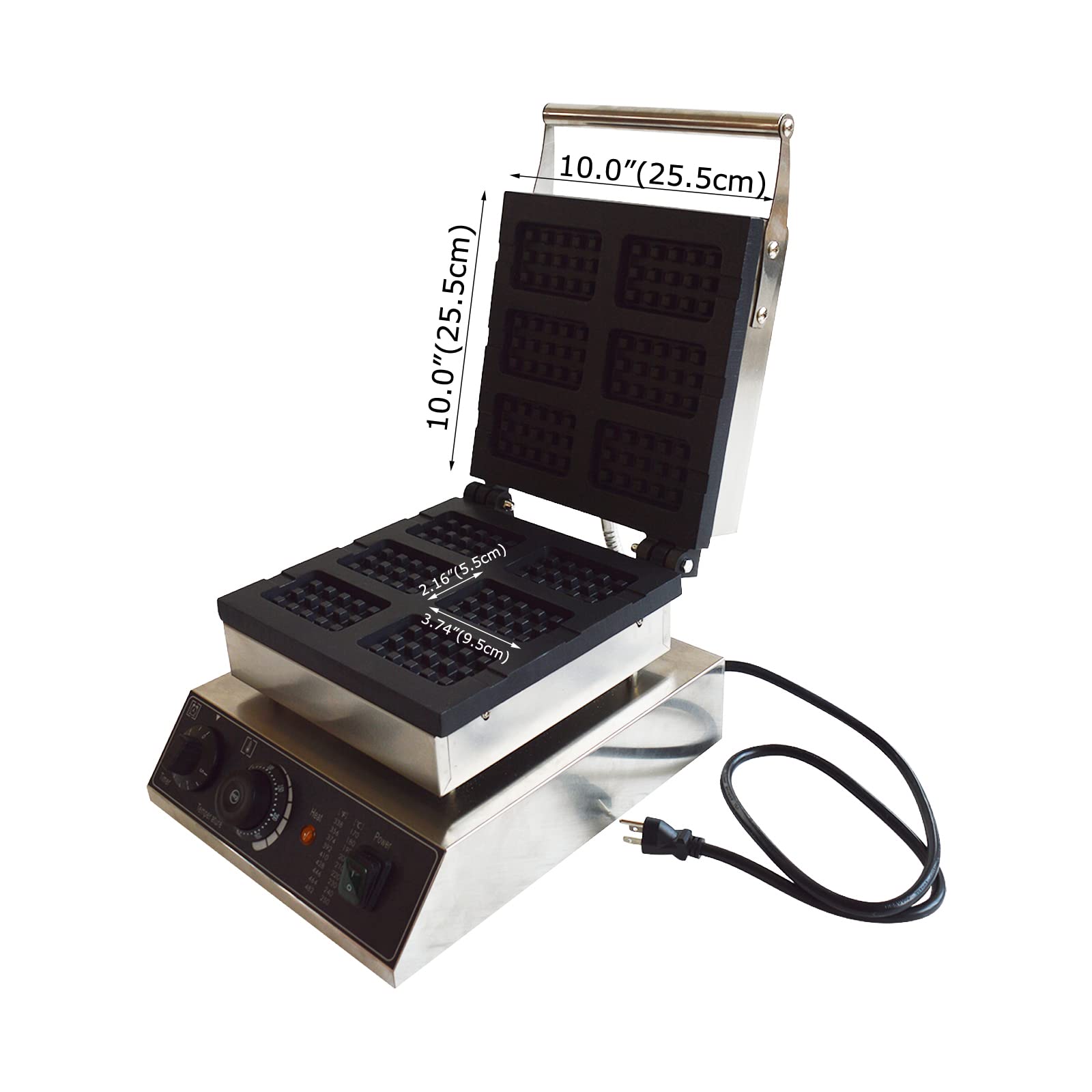 Electric Belgian Waffle Maker Machine - 1750W Stainless Steel with Nonstick Coating - Makes 0.94