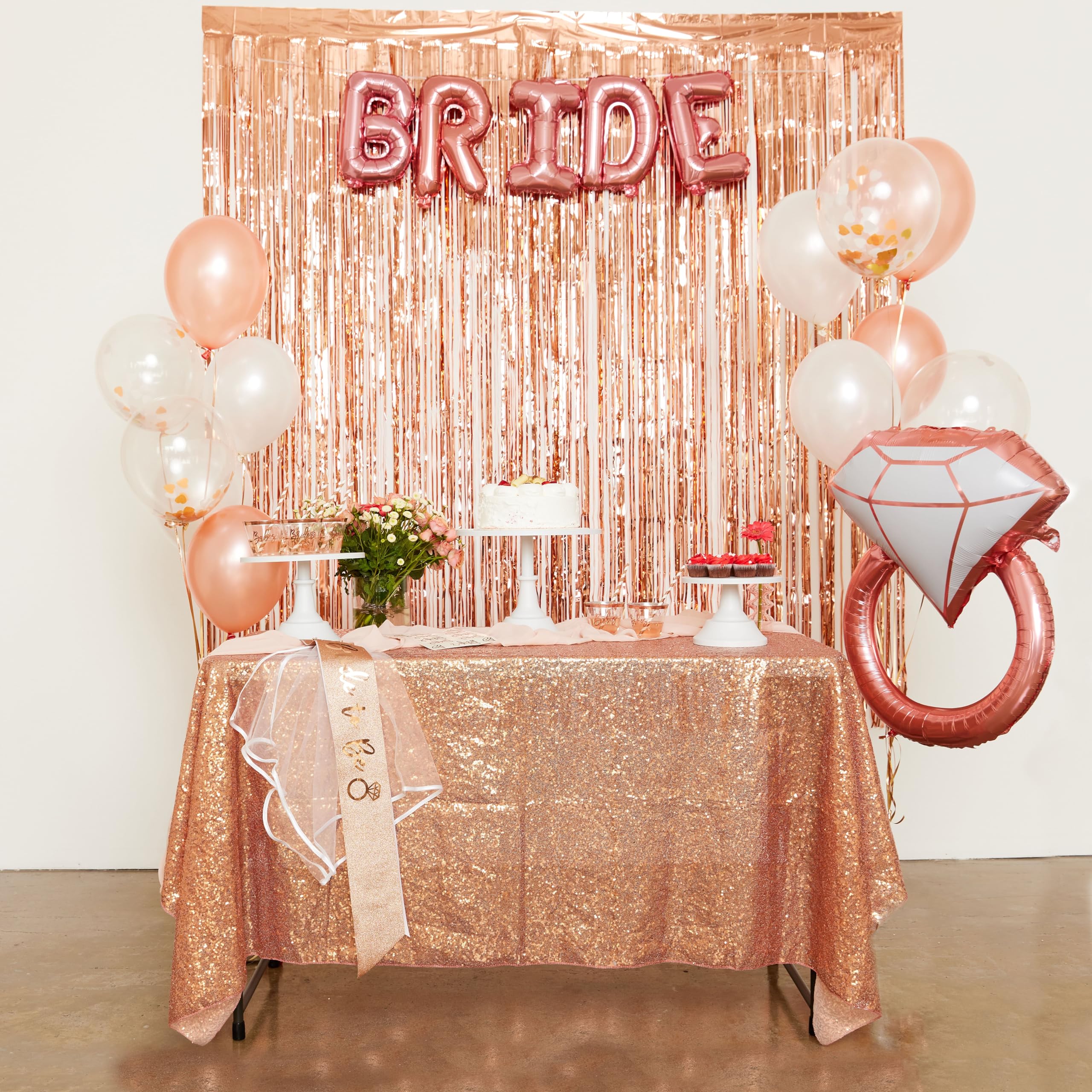 66-Piece Rose Gold Bachelorette Party Decorations Kit - Bridal Shower Decor Set with Bride Sash, Cups, Veil & Balloons - Premium Wedding Party Supplies for Bachelorette, Bridal Showers & Girls' Night Out