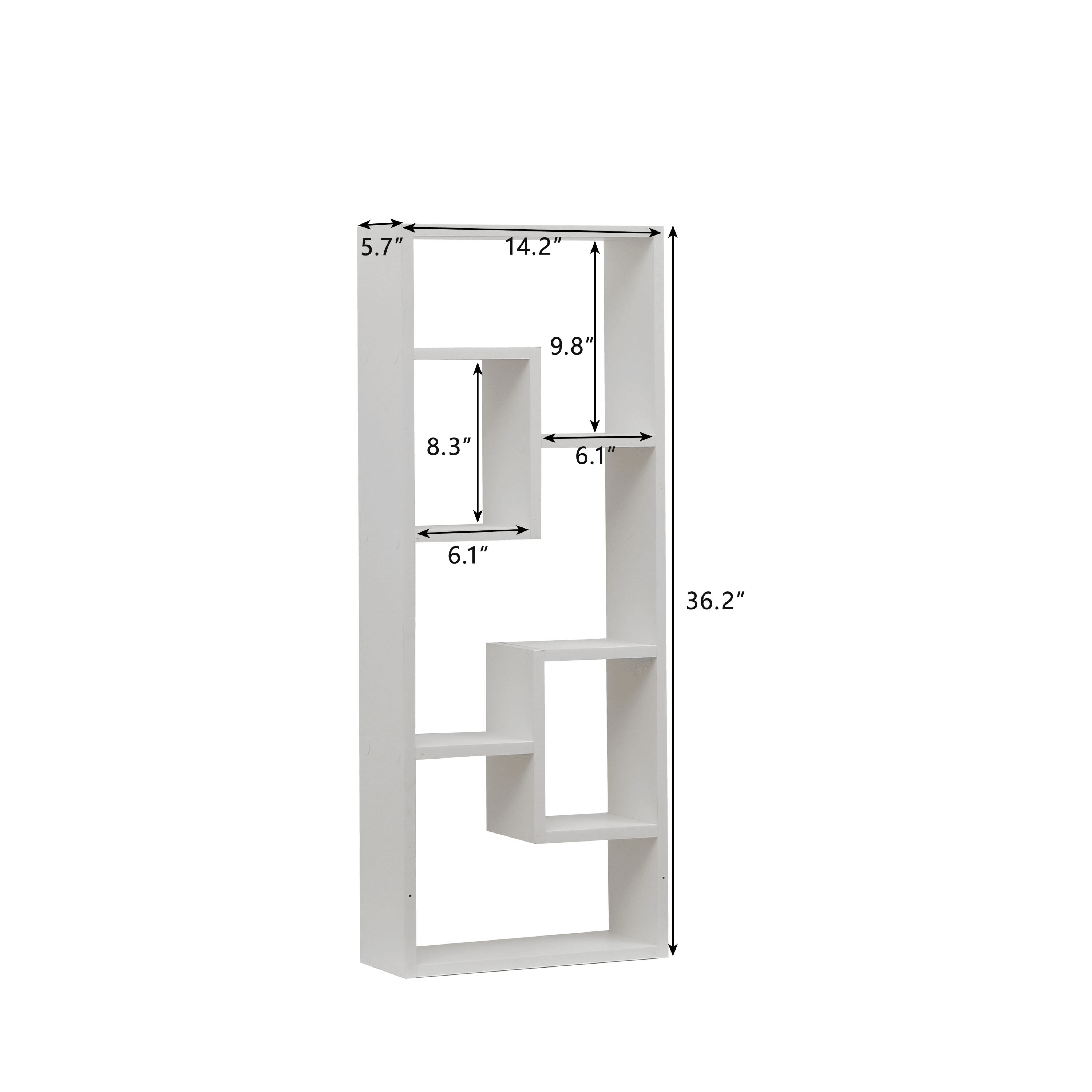 5-Tier Wooden Bookshelf - Freestanding Open Bookcase with 2 Keyhole Hangers, White Home Office Storage Shelf for Living Room, Study & Bedroom - Perfect for Organizing Books, Decor & Display Items