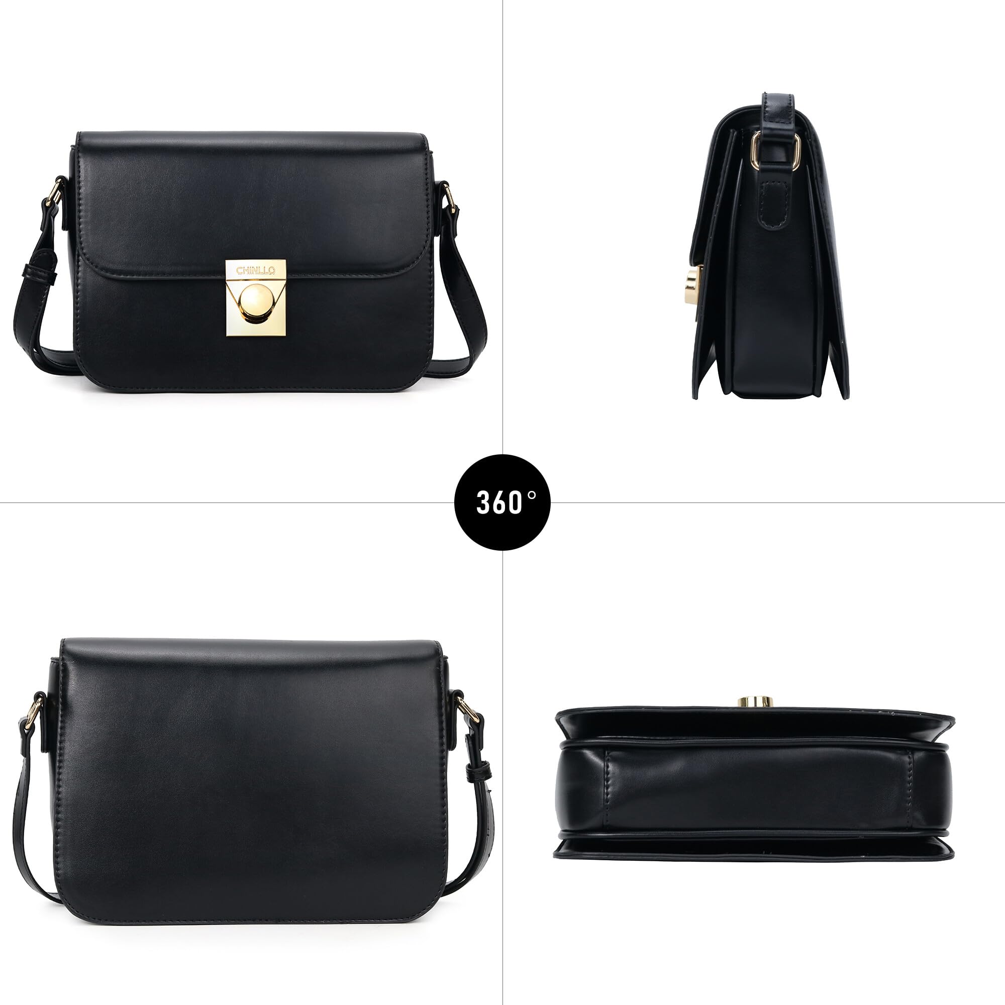 Women's PU Leather Crossbody Bag with Triple Pockets - Stylish Shoulder Satchel Messenger Purse for Daily Use, Work & Evening Events