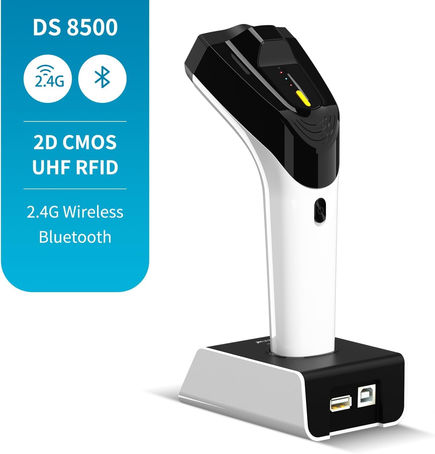 NETUM DS-8500 Wireless Hybrid RFID & 2D Barcode Scanner - Bluetooth UHF RFID Reader with 1D/2D QR Code Scanning for Retail, Warehouse & Hospitality Systems - Perfect for Inventory Management and POS Checkout