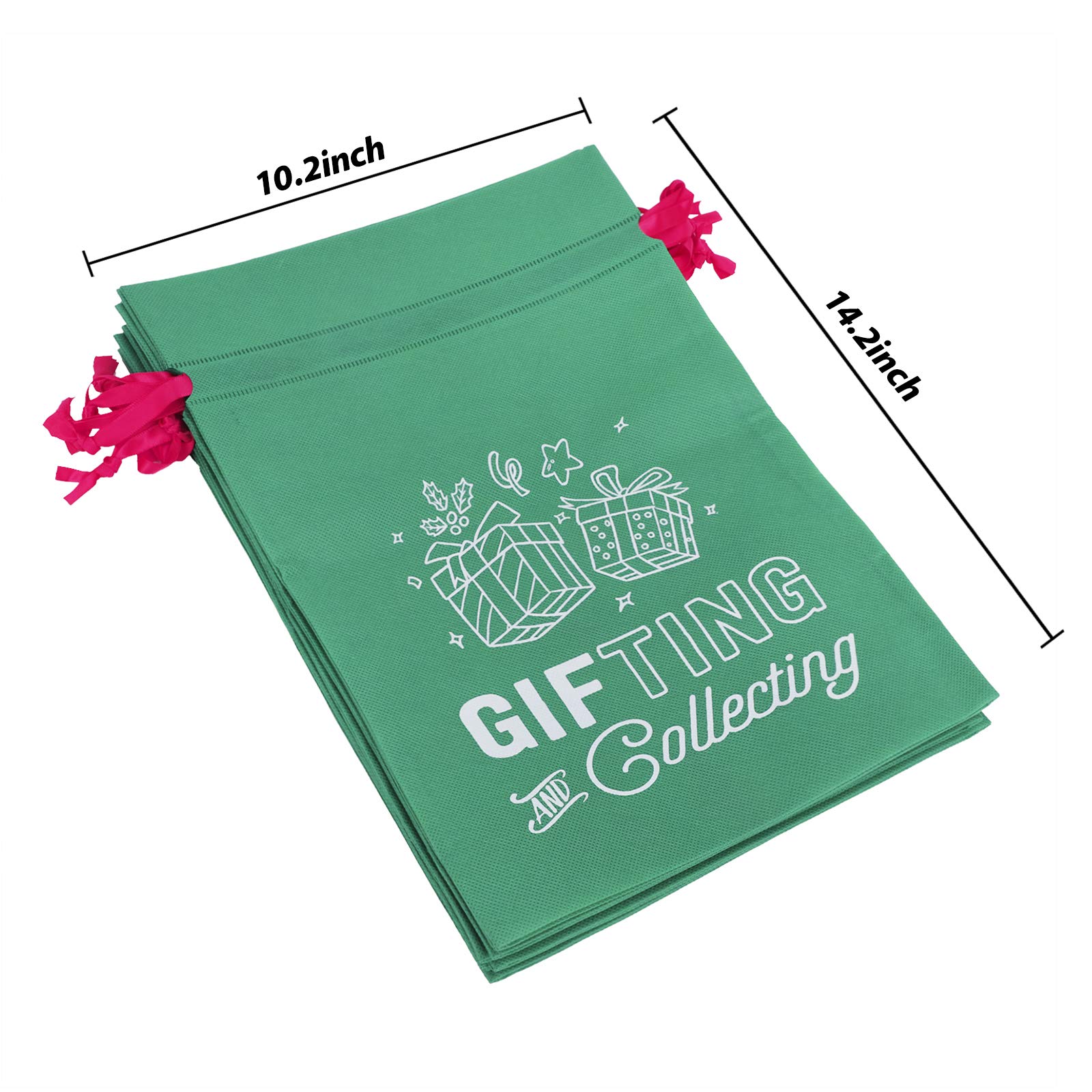 10PCS Christmas Drawstring Gift Bags - Festive Santa Fabric Pouches for Candy, Treats & Holiday Party Favors | Perfect for Christmas Wrapping, Stocking Stuffers & Secret Santa Gifts