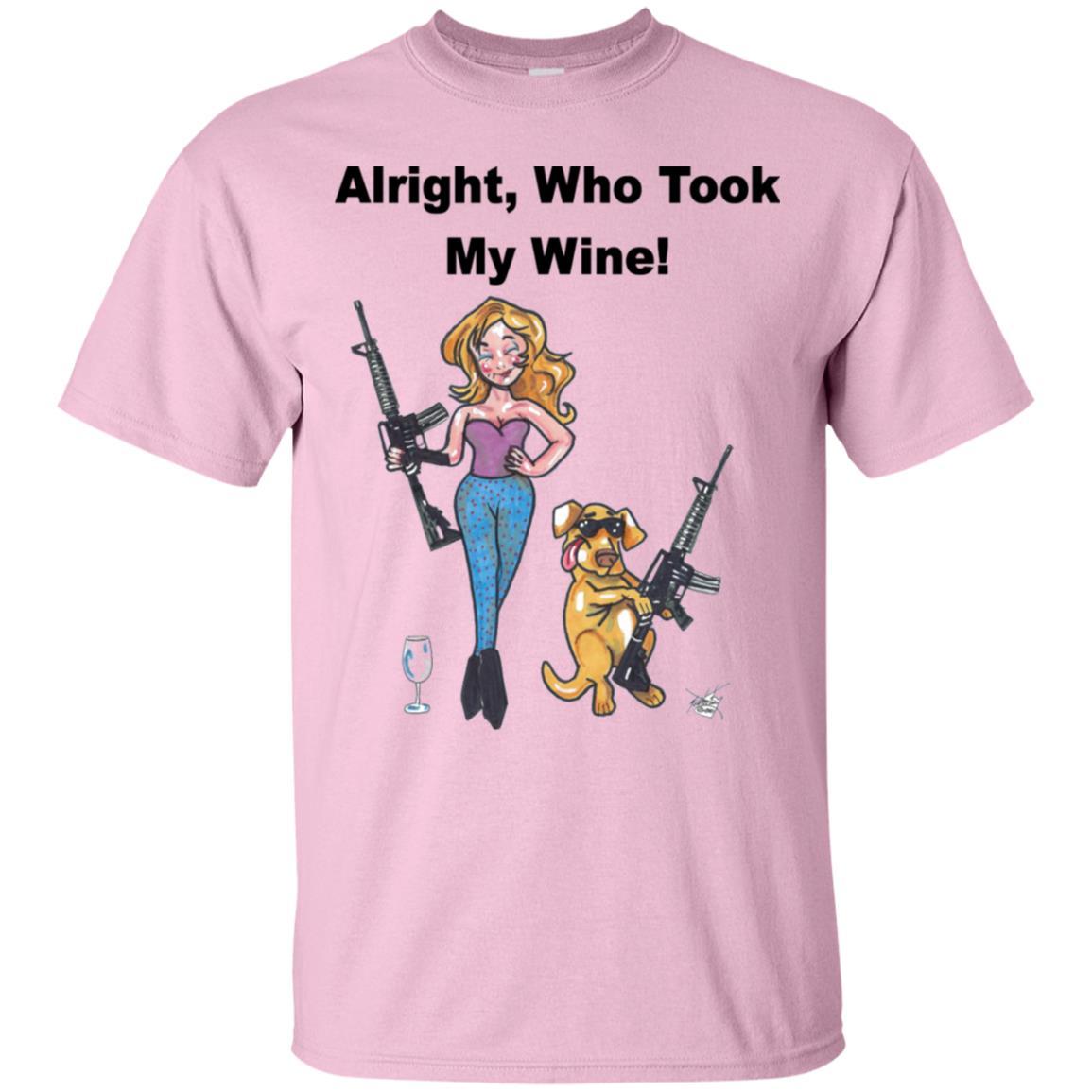 Who Took My Wine? Funny Wine Lover T-Shirt - Soft Cotton Graphic Tee for Women - Perfect for Wine Tasting Parties & Girls Night Out