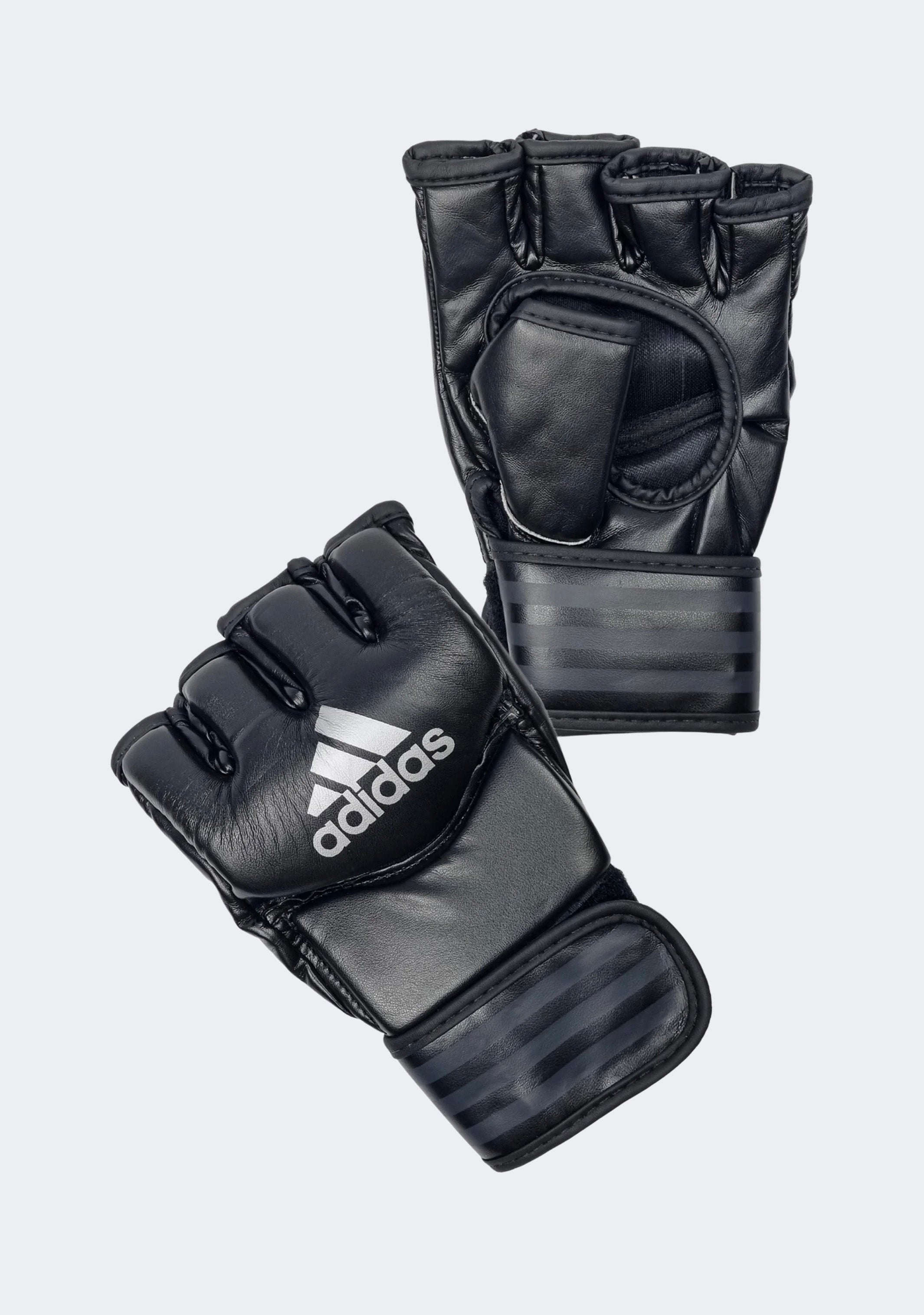 Adidas Combat Sports Gloves for Boxing & MMA Training - Black/Silver - Premium Leather Hand Protection for Sparring, Bag Work & Fitness Training