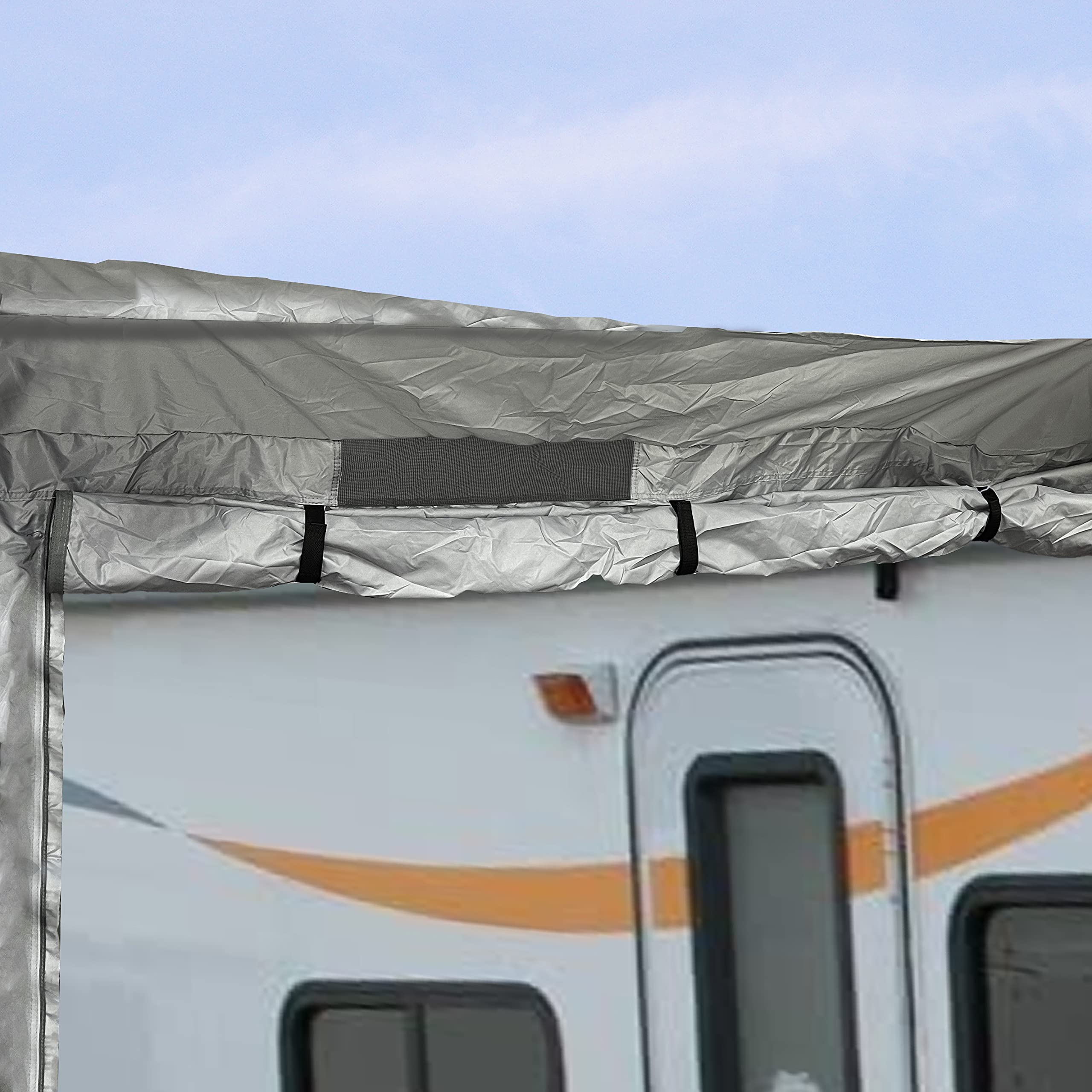 Heavy Duty 5th Wheel RV Travel Trailer Cover - Waterproof Camper Cover for 33 to 37 Feet with Zipper Access | All-Weather Protection for Long-Term Storage & Travel | Fits Most 5th Wheel Trailers
