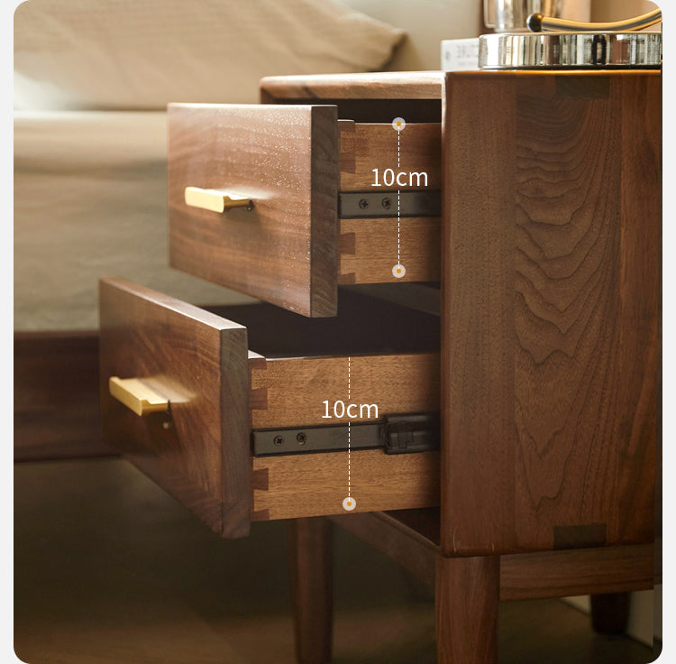Solid Black Walnut Wood Nightstand - Bedside Table with Drawer for Bedroom Furniture, Modern Home Decor & Storage Solution